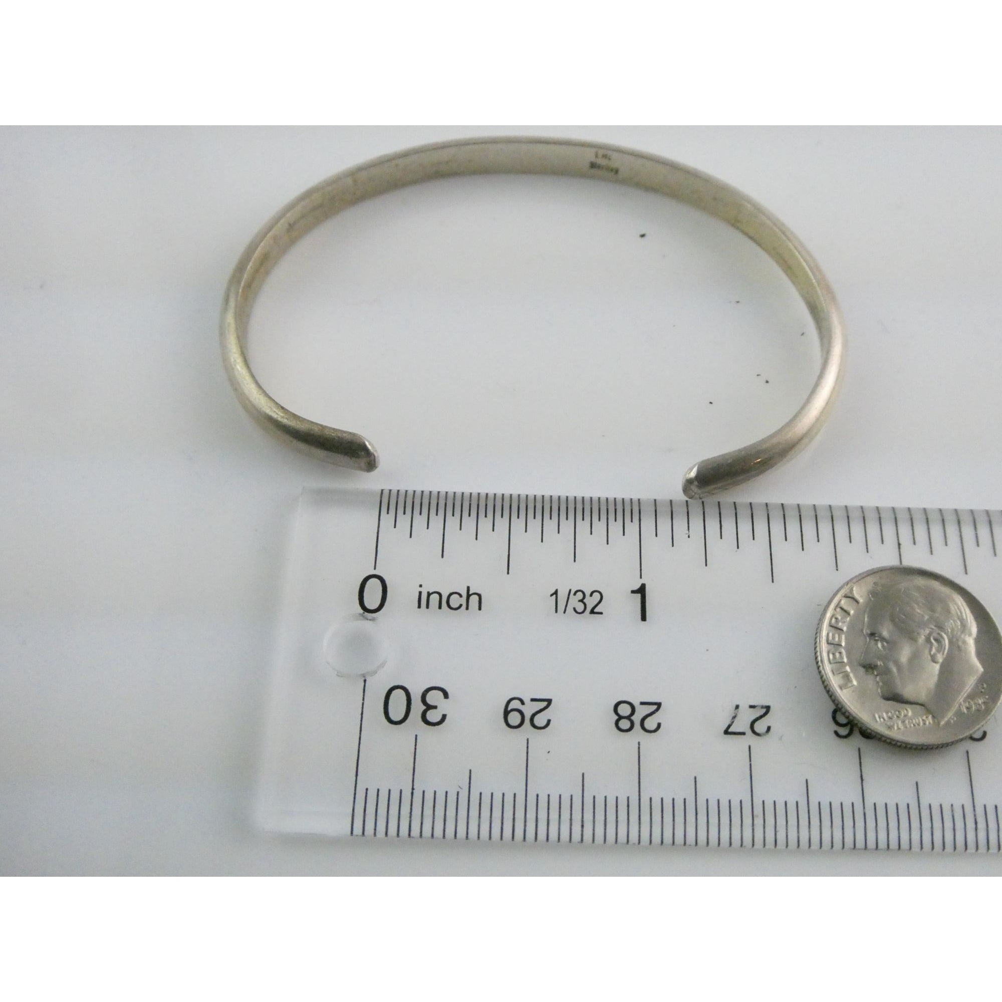 Lee McCray NA Navajo Sterling Silver Slender Cuff Bracelet 6.5 Inches 14g Weight