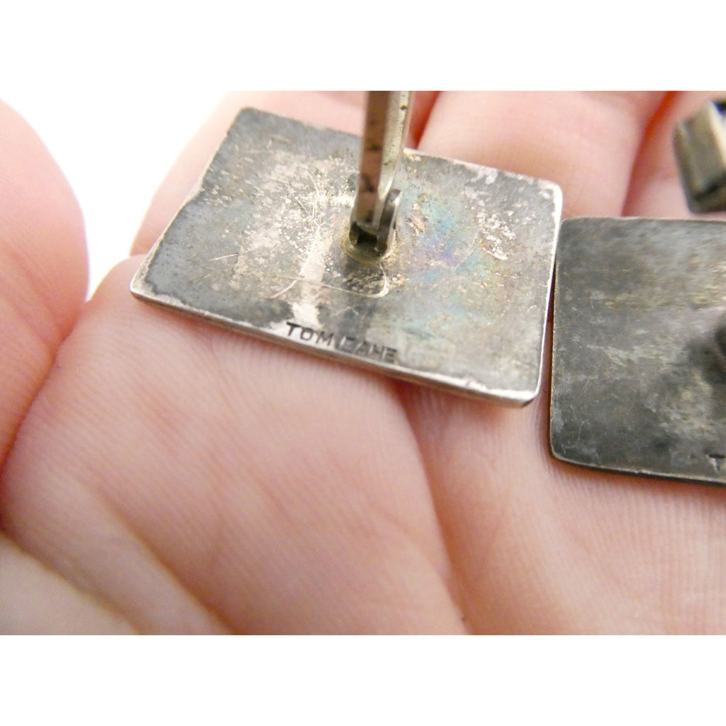 Vintage Tom Bahe NA Navajo Sterling Silver Glyph Cufflinks 15.4g 1 Inch Wide
