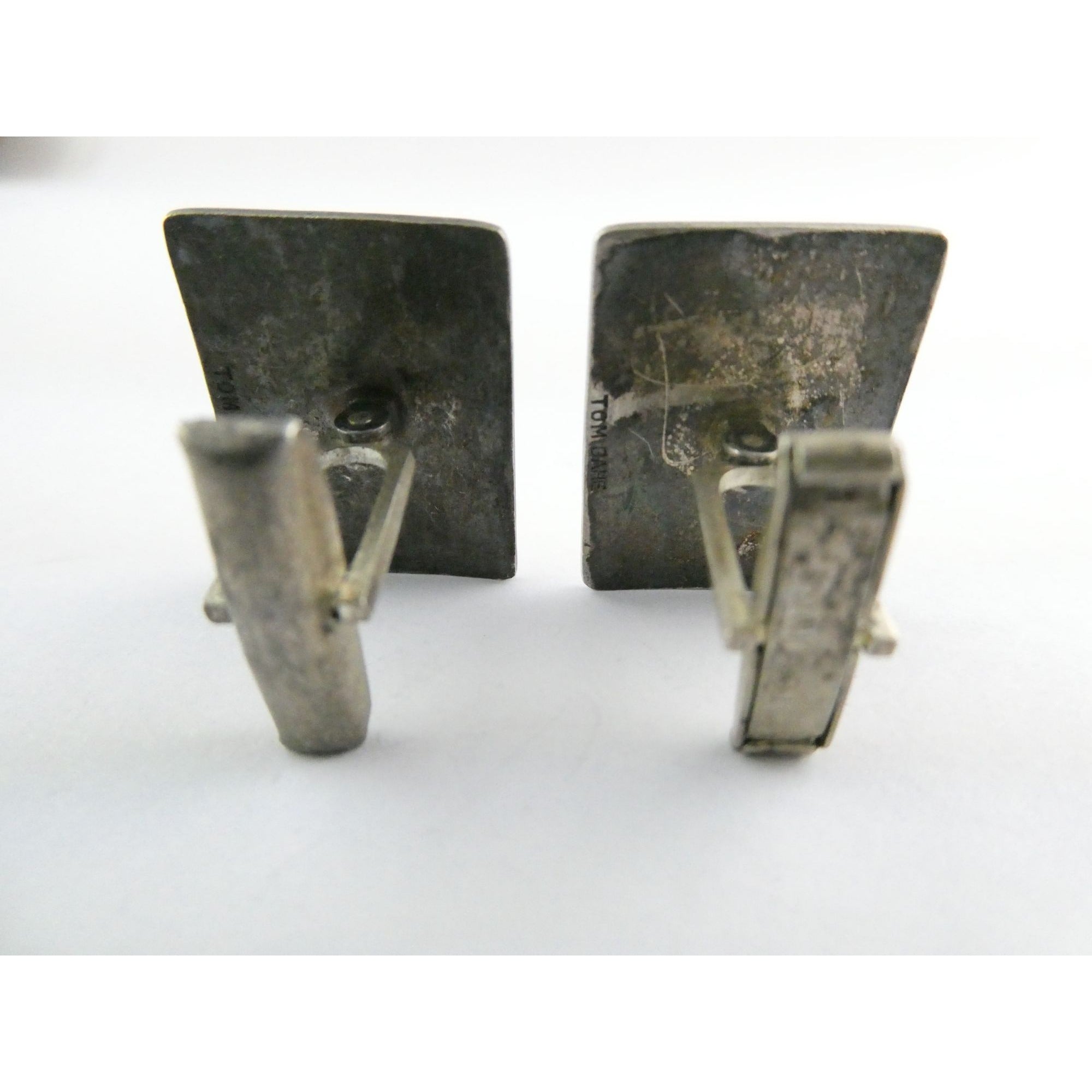 Vintage Tom Bahe NA Navajo Sterling Silver Glyph Cufflinks 15.4g 1 Inch Wide