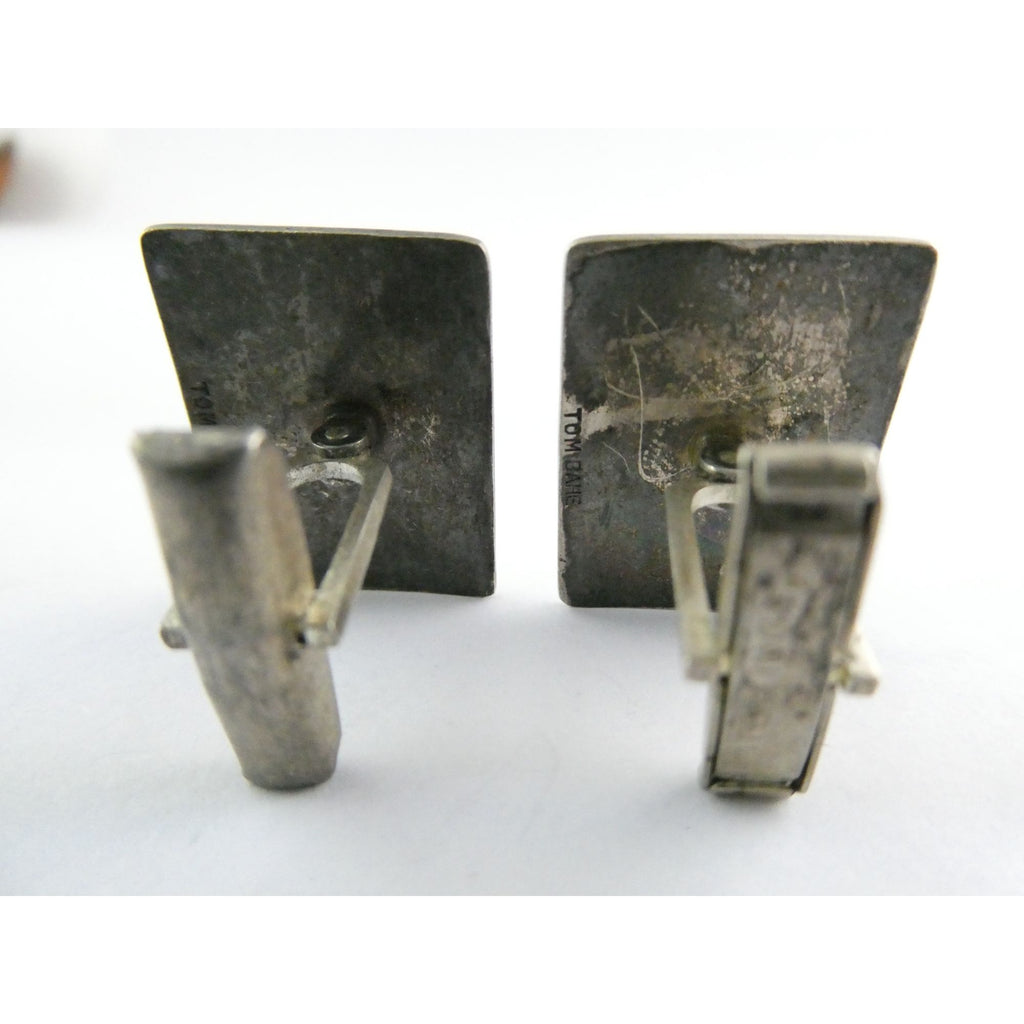 Vintage Tom Bahe NA Navajo Sterling Silver Glyph Cufflinks 15.4g 1 Inch Wide