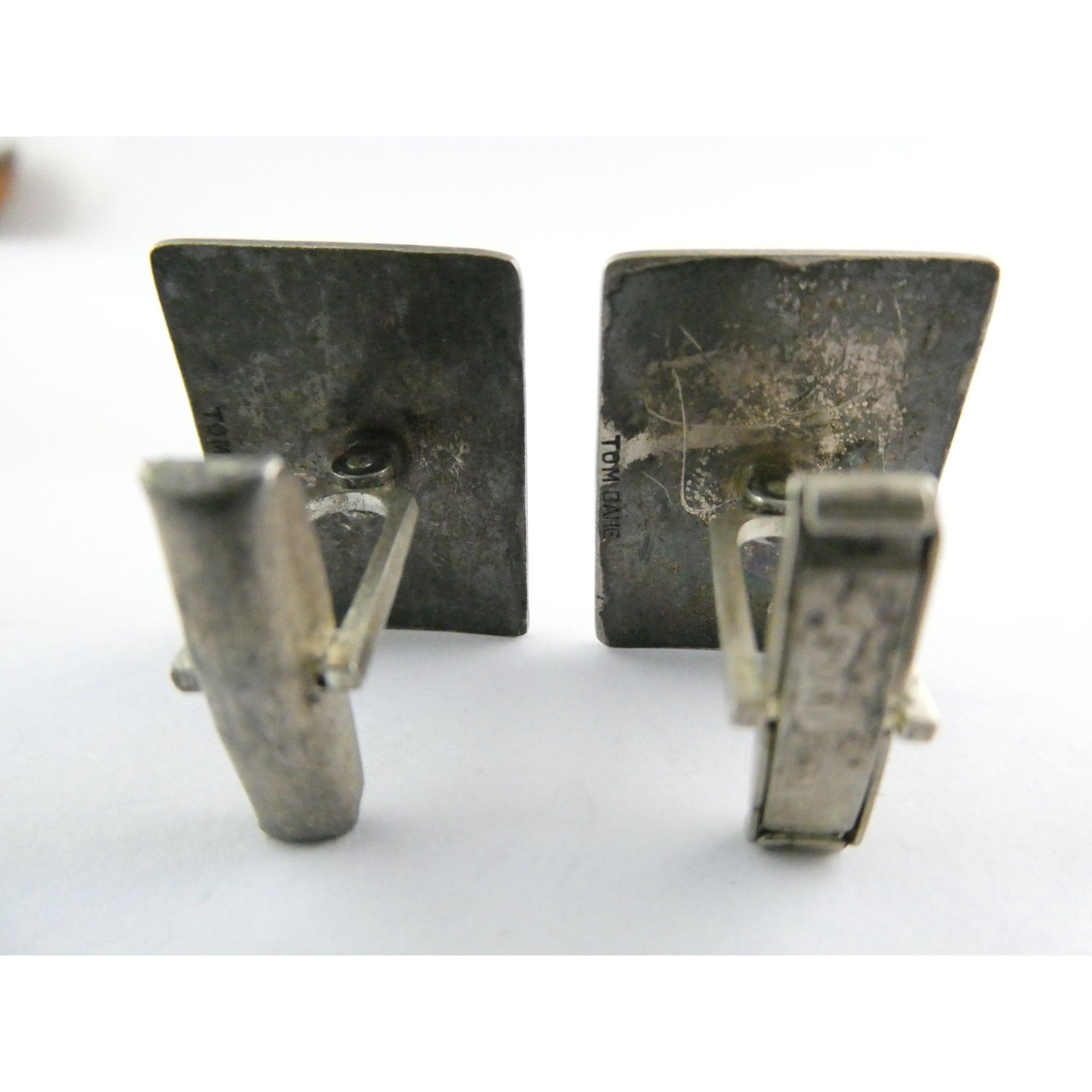 Vintage Tom Bahe NA Navajo Sterling Silver Glyph Cufflinks 15.4g 1 Inch Wide