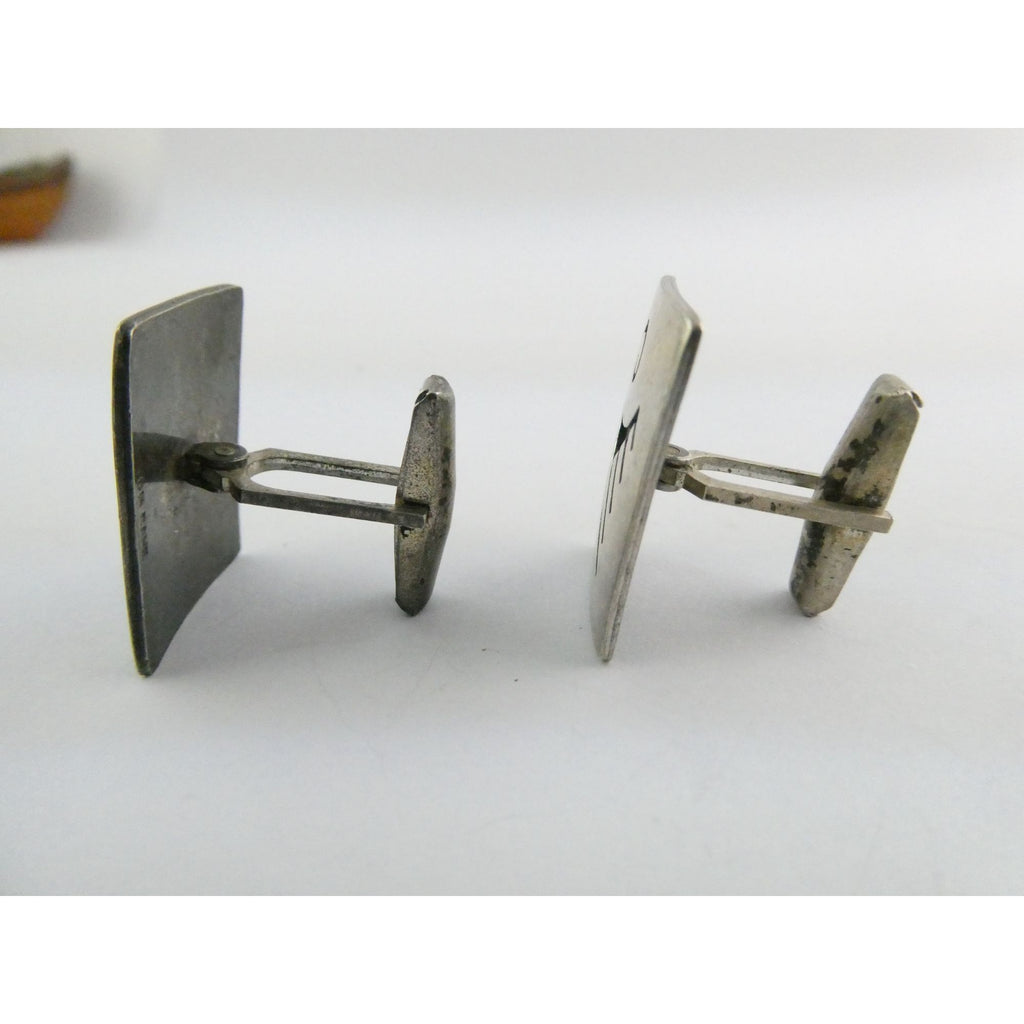 Vintage Tom Bahe NA Navajo Sterling Silver Glyph Cufflinks 15.4g 1 Inch Wide