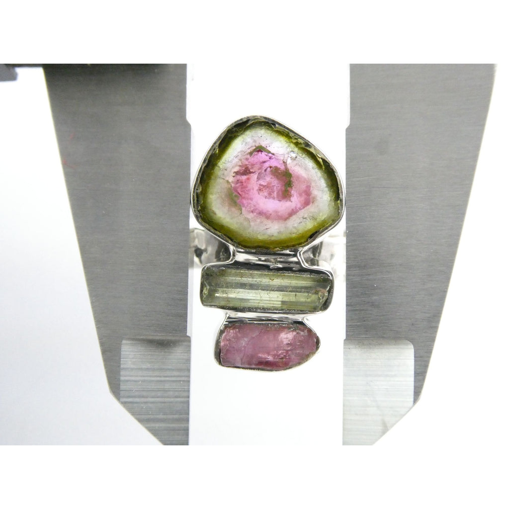 Artisan Made Sterling Silver Watermelon Tourmaline Ring Size 5.75 Weighs 5.9g
