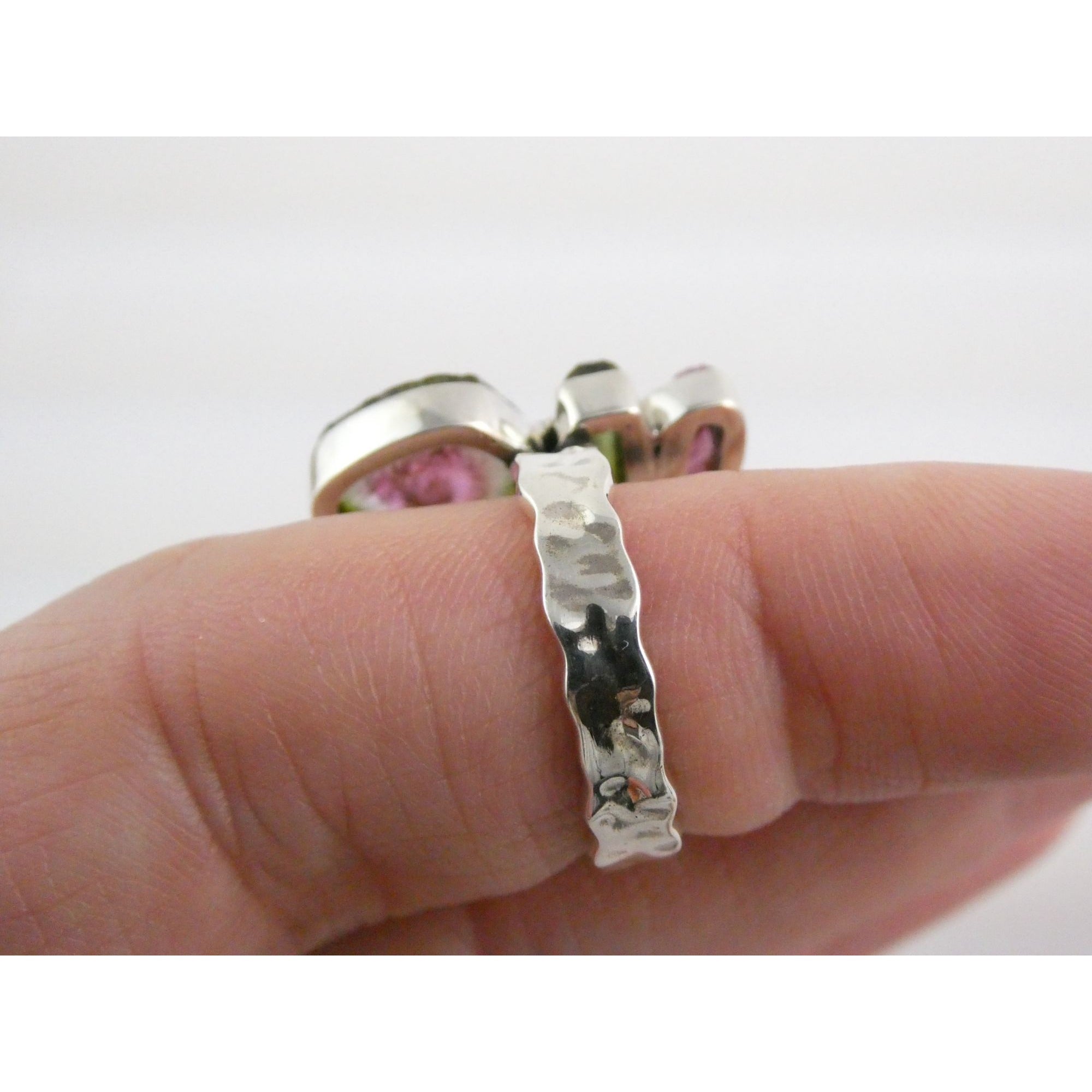 Artisan Made Sterling Silver Watermelon Tourmaline Ring Size 5.75 Weighs 5.9g