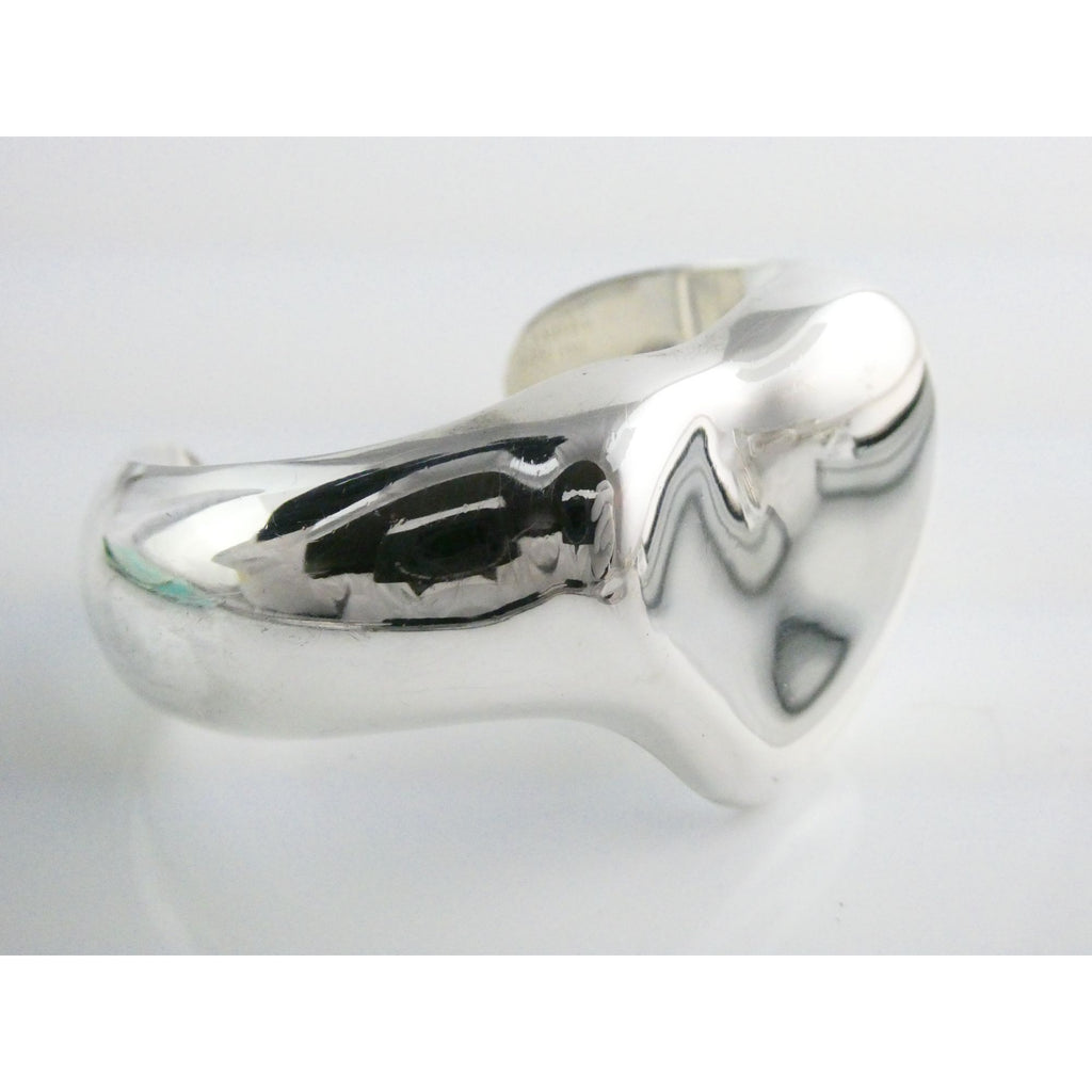 Tiffany and Co Elsa Peretti Sterling Silver Full Heart Cuff Bracelet 6.75 Inches