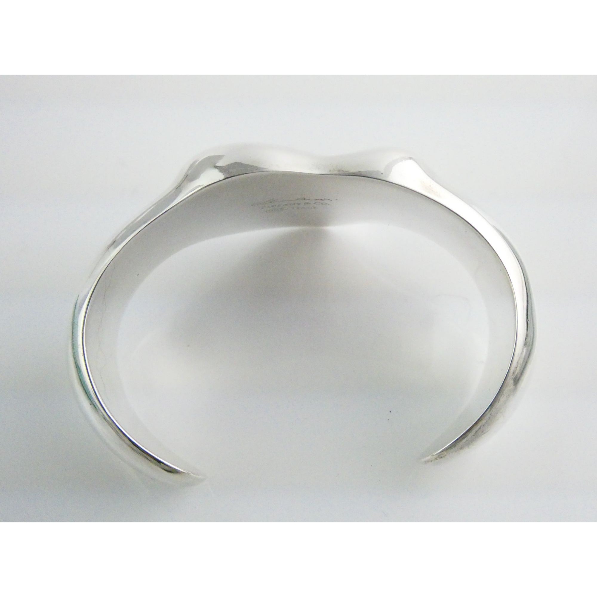 Tiffany and Co Elsa Peretti Sterling Silver Full Heart Cuff Bracelet 6.75 Inches