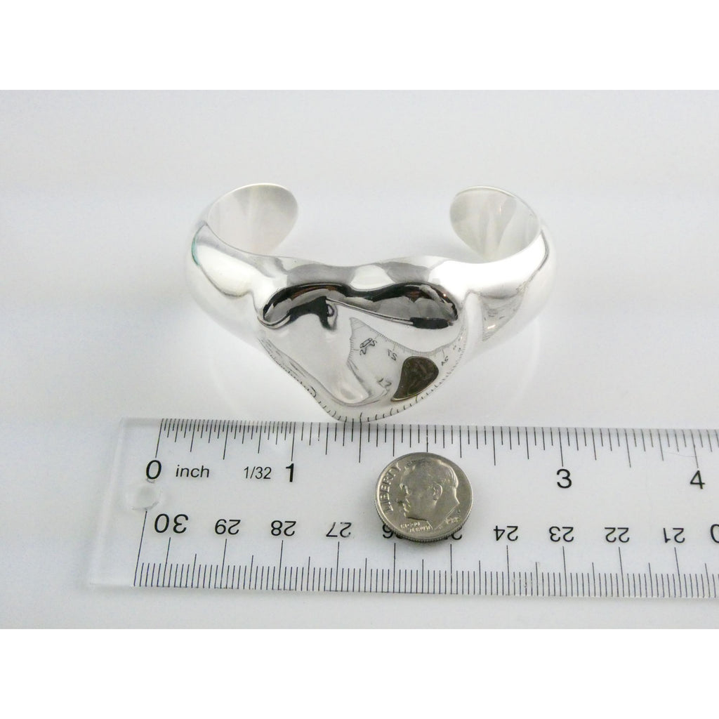 Tiffany and Co Elsa Peretti Sterling Silver Full Heart Cuff Bracelet 6.75 Inches