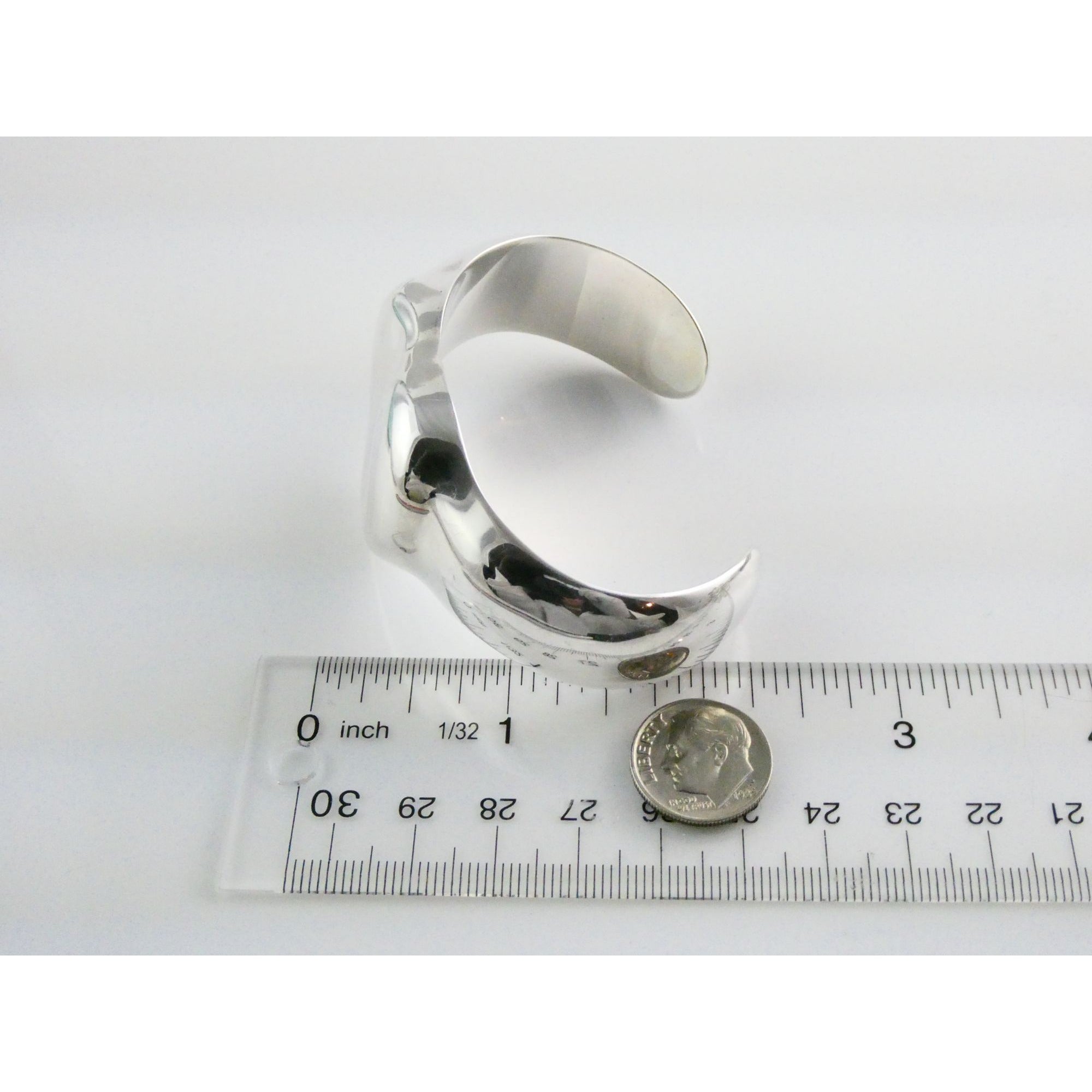 Tiffany and Co Elsa Peretti Sterling Silver Full Heart Cuff Bracelet 6.75 Inches