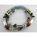 Sterling Silver Multi Gemstone Aquamarine Coral Beaded Necklace 21 Inches 80g