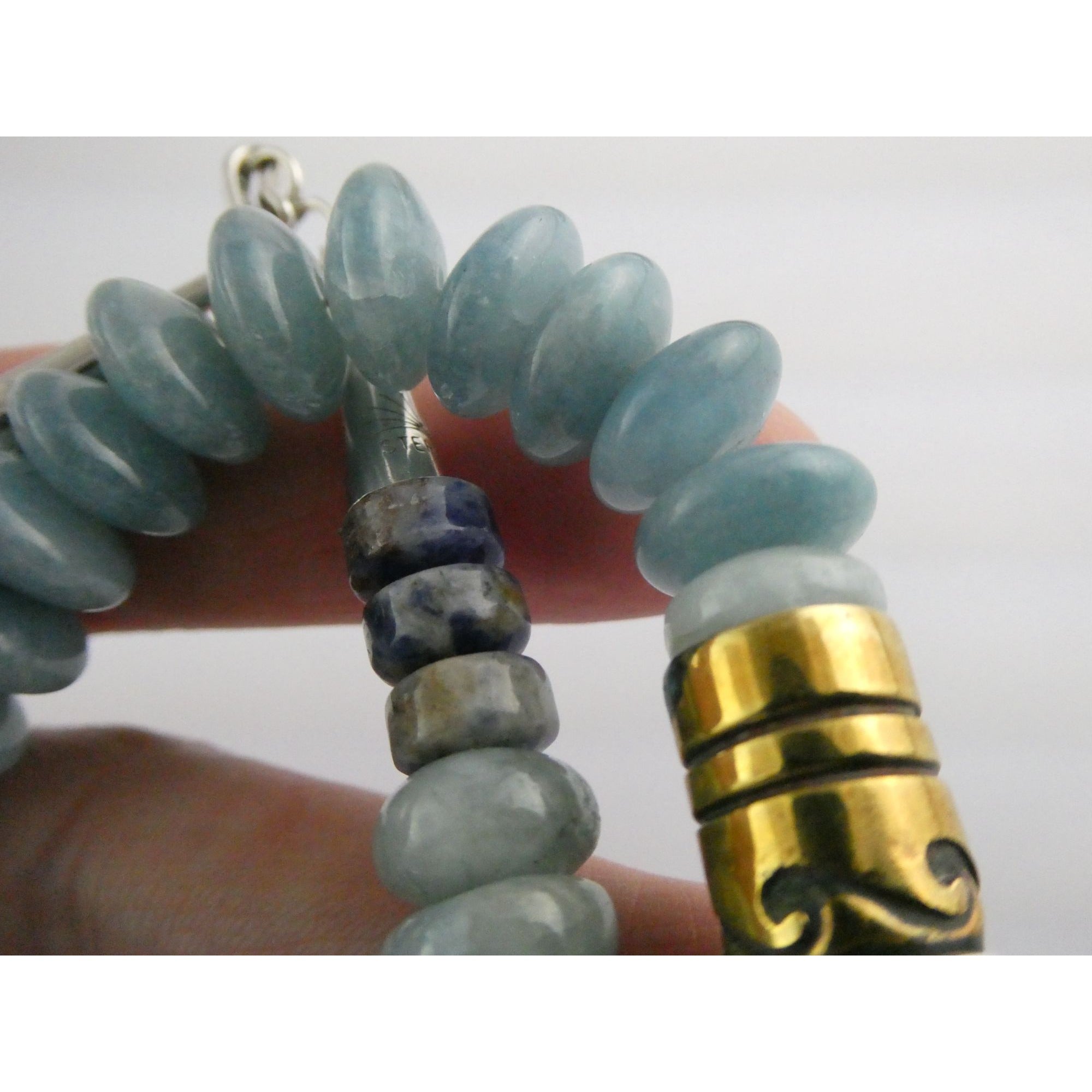 Sterling Silver Multi Gemstone Aquamarine Coral Beaded Necklace 21 Inches 80g