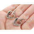 Sterling Silver Openwork Hearts Hook Earrings 2.1g 925 1 3/8 Inch Length