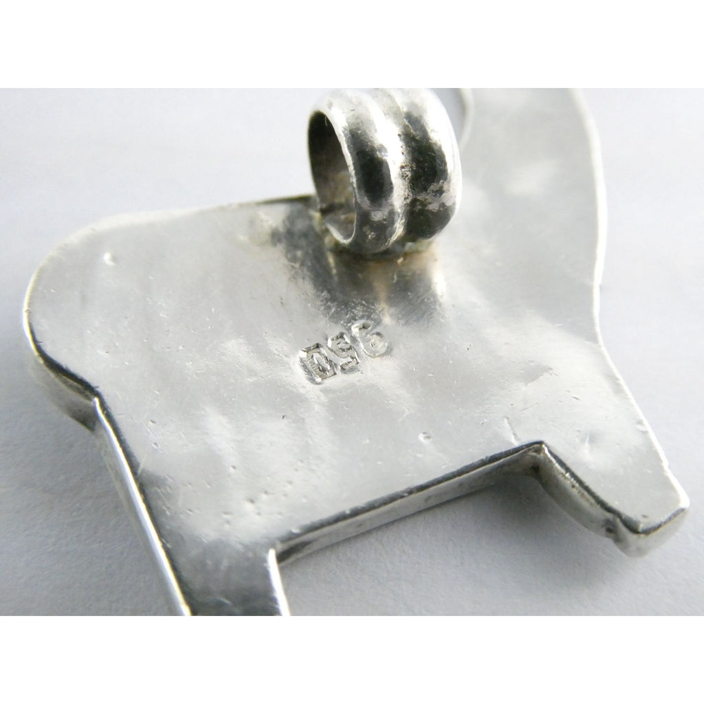 Vintage 950 Silver Mother of Pearl Shell Inlay Llama Pendant 6.4g 1.5 Inch Long
