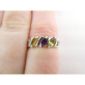 Avon Sterling Silver Amethyst Citrine Peridot Open Hearts Setting Ring Sz 7.25
