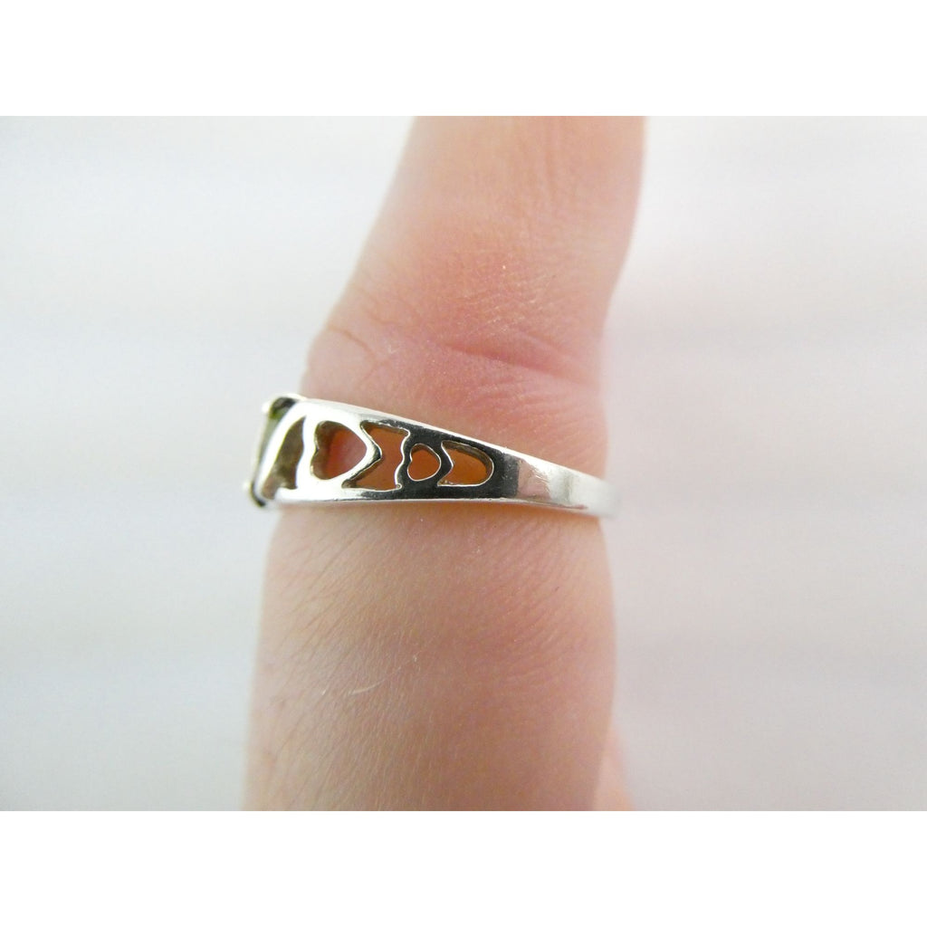 Avon Sterling Silver Amethyst Citrine Peridot Open Hearts Setting Ring Sz 7.25