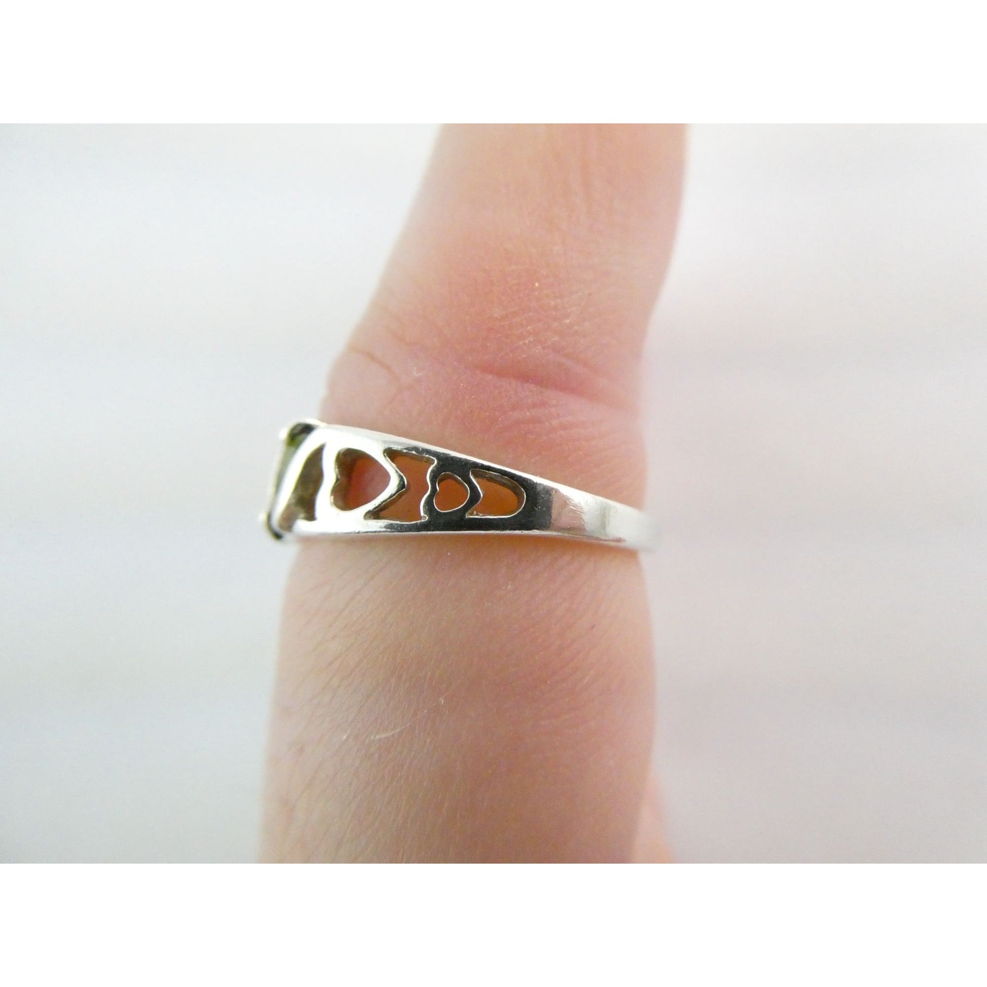 Avon Sterling Silver Amethyst Citrine Peridot Open Hearts Setting Ring Sz 7.25