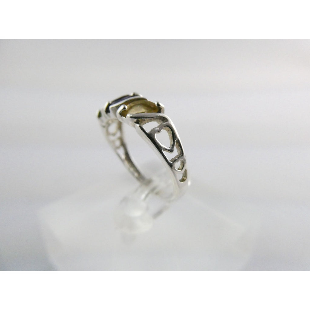 Avon Sterling Silver Amethyst Citrine Peridot Open Hearts Setting Ring Sz 7.25