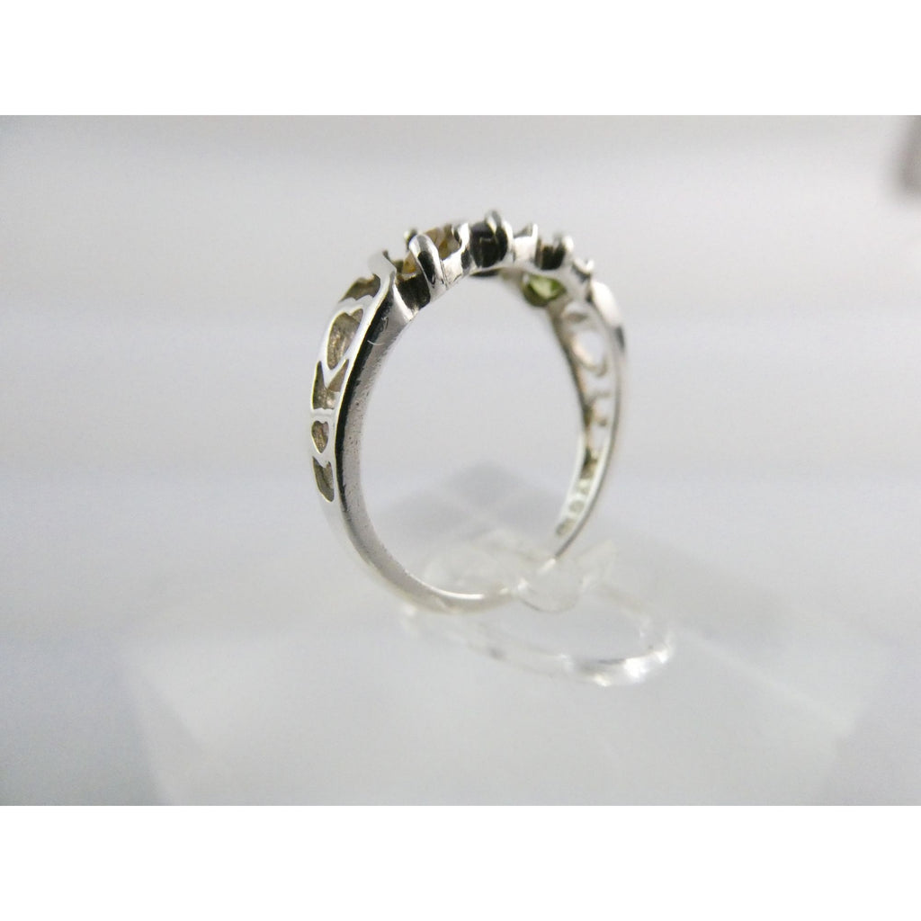 Avon Sterling Silver Amethyst Citrine Peridot Open Hearts Setting Ring Sz 7.25
