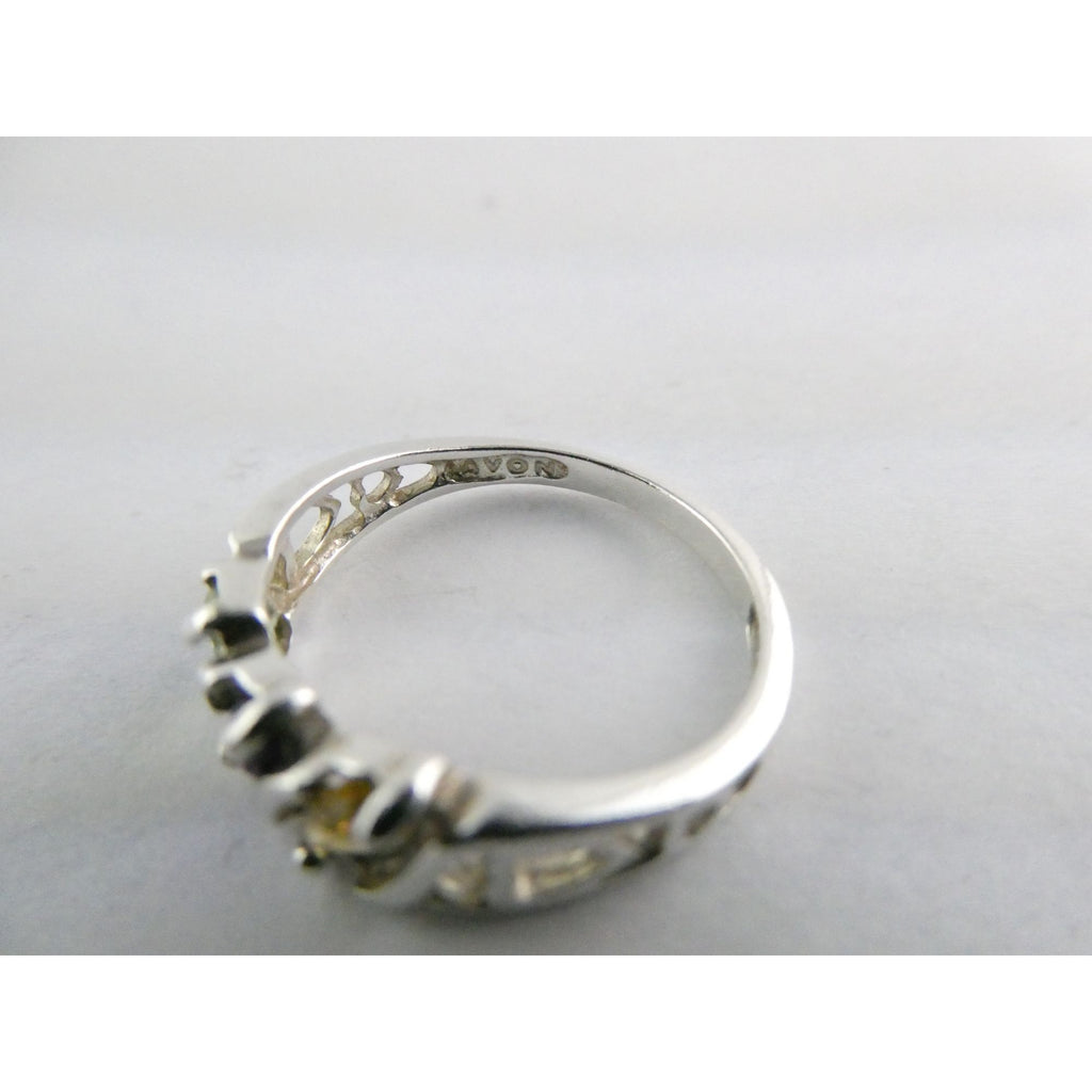 Avon Sterling Silver Amethyst Citrine Peridot Open Hearts Setting Ring Sz 7.25