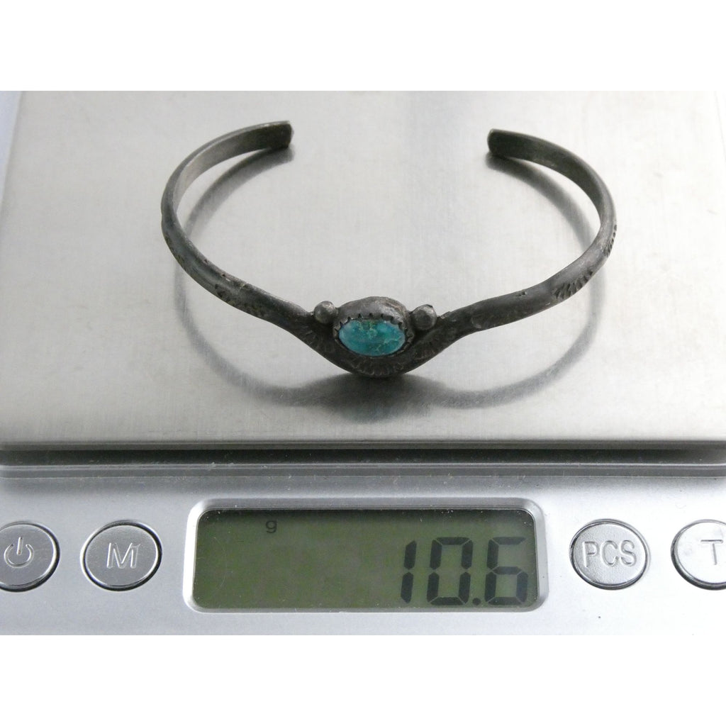 Southwestern Sterling Silver Turquoise Cabochon Cuff Bracelet 6.25 Inches 10.6g