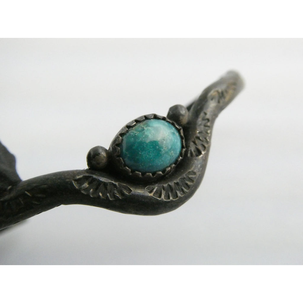 Southwestern Sterling Silver Turquoise Cabochon Cuff Bracelet 6.25 Inches 10.6g