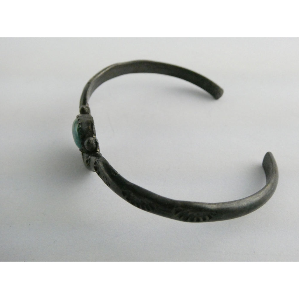Southwestern Sterling Silver Turquoise Cabochon Cuff Bracelet 6.25 Inches 10.6g