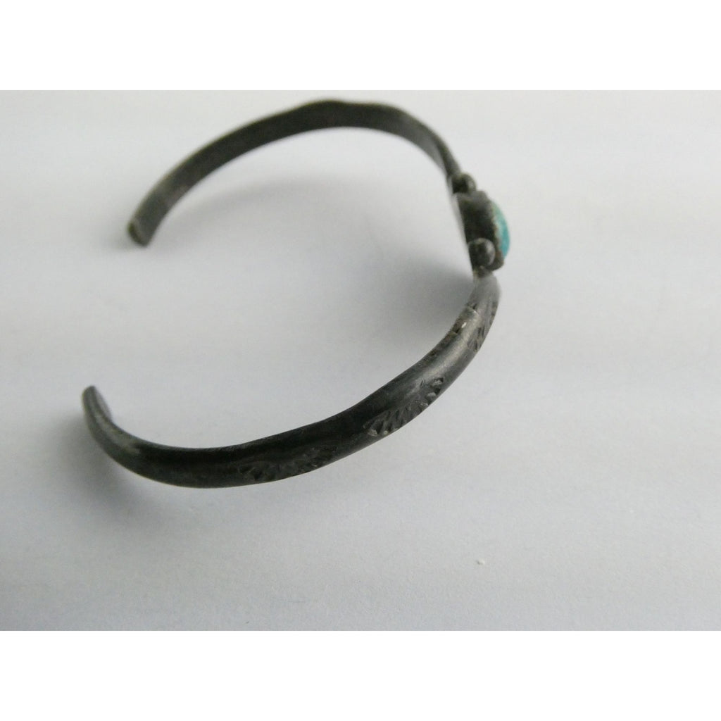 Southwestern Sterling Silver Turquoise Cabochon Cuff Bracelet 6.25 Inches 10.6g