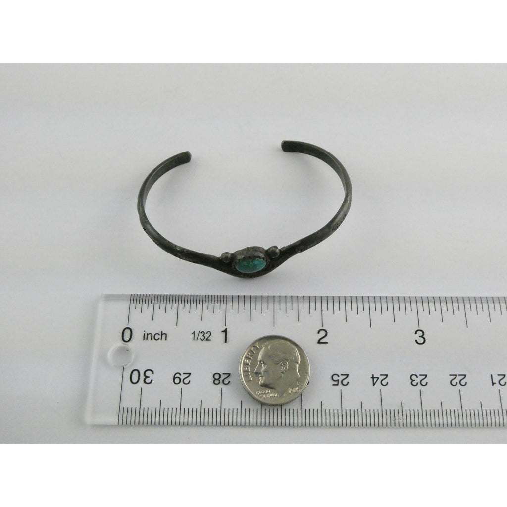 Southwestern Sterling Silver Turquoise Cabochon Cuff Bracelet 6.25 Inches 10.6g