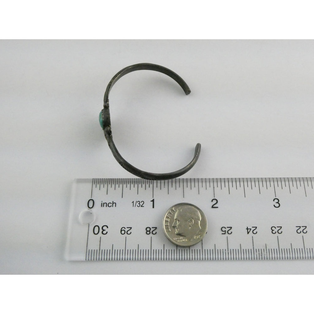 Southwestern Sterling Silver Turquoise Cabochon Cuff Bracelet 6.25 Inches 10.6g