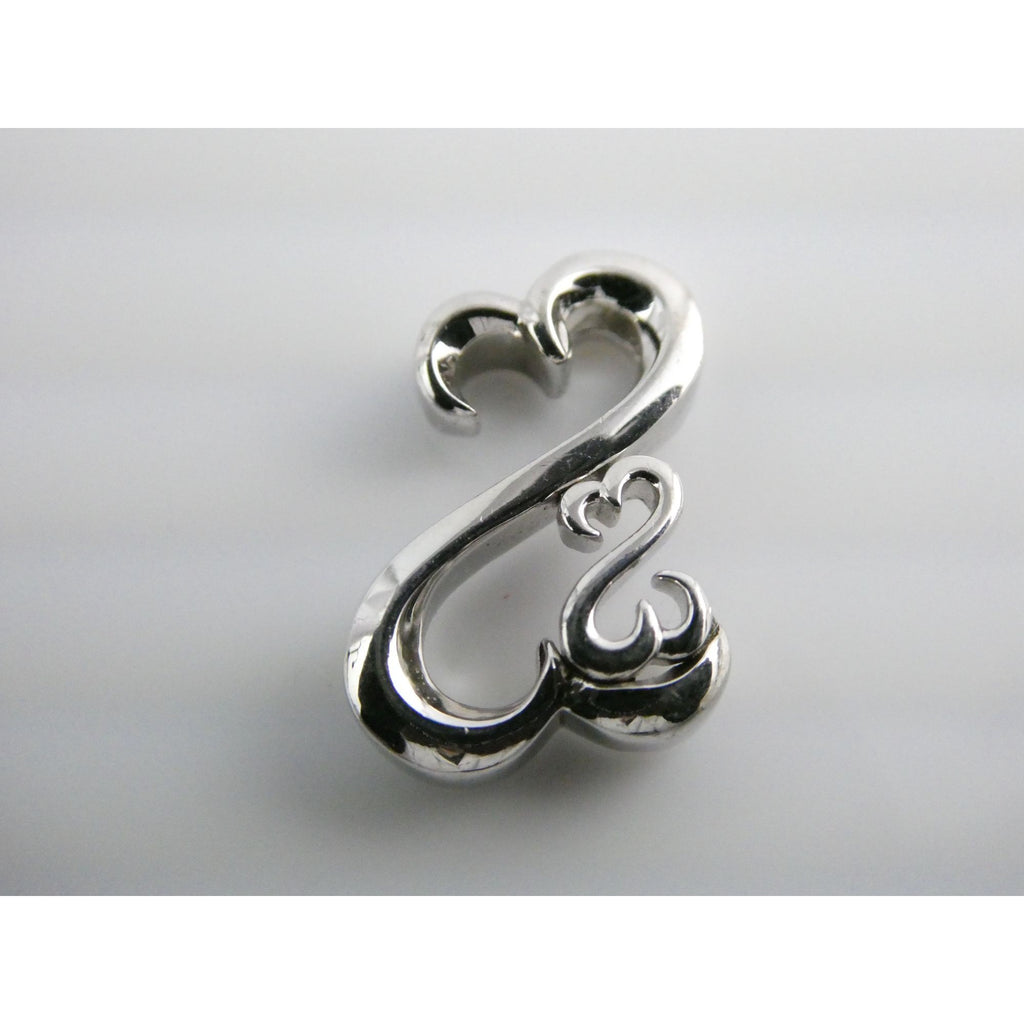 Jane Seymour JWBR Sterling Silver Double Open Hearts Slide Pendant 2.8g 16mm 925