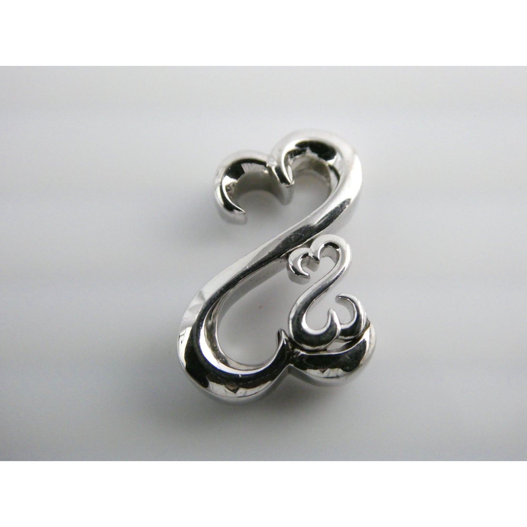 Jane Seymour JWBR Sterling Silver Double Open Hearts Slide Pendant 2.8g 16mm 925
