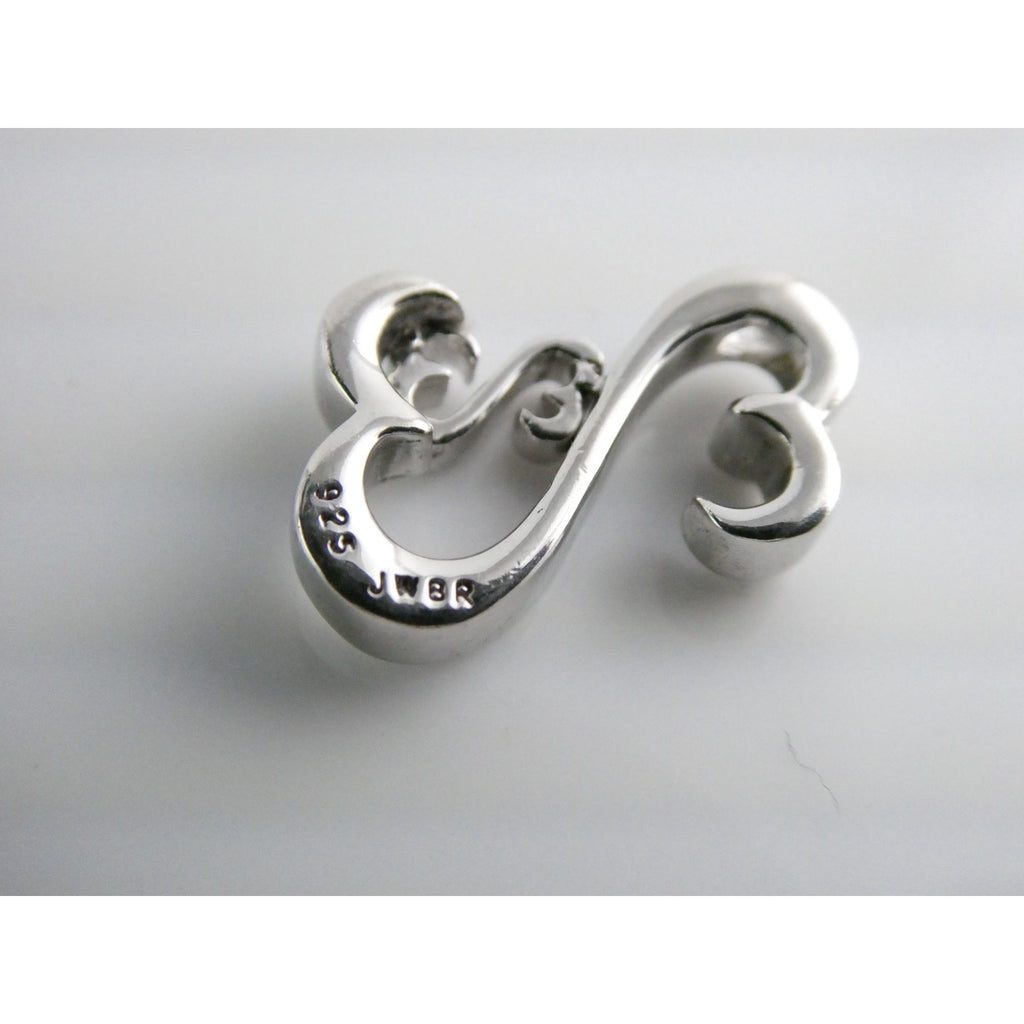 Jane Seymour JWBR Sterling Silver Double Open Hearts Slide Pendant 2.8g 16mm 925