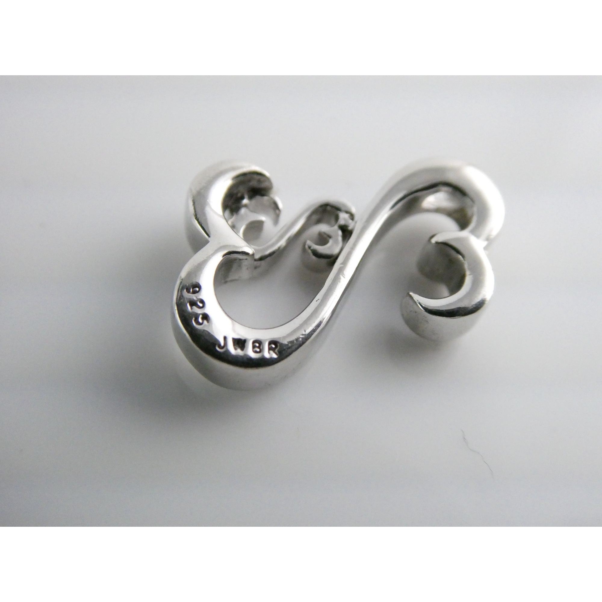 Jane Seymour JWBR Sterling Silver Double Open Hearts Slide Pendant 2.8g 16mm 925