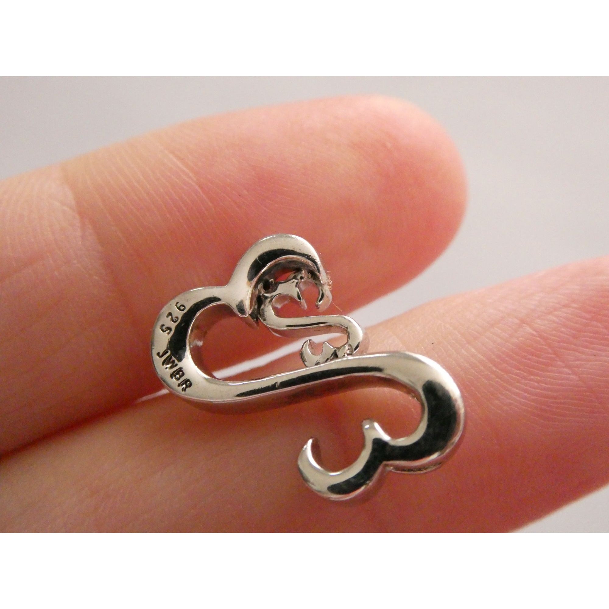 Jane Seymour JWBR Sterling Silver Double Open Hearts Slide Pendant 2.8g 16mm 925