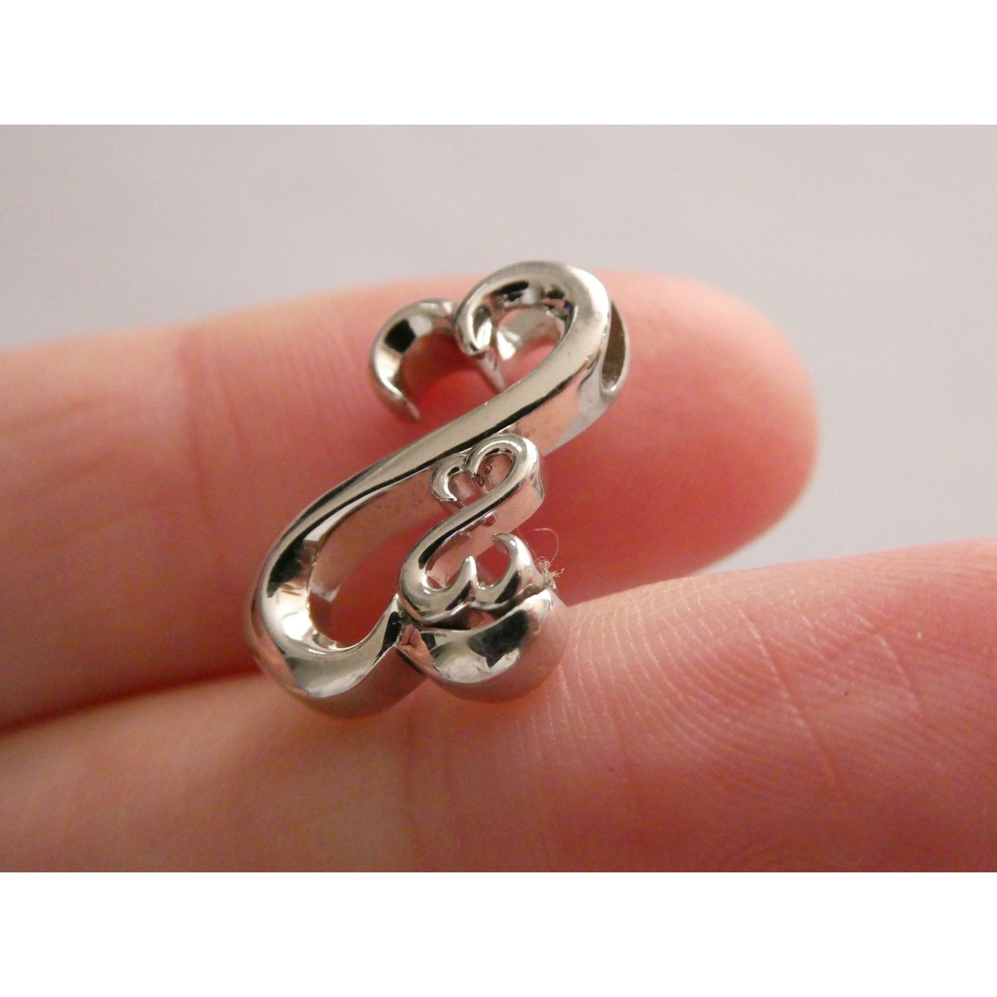 Jane Seymour JWBR Sterling Silver Double Open Hearts Slide Pendant 2.8g 16mm 925