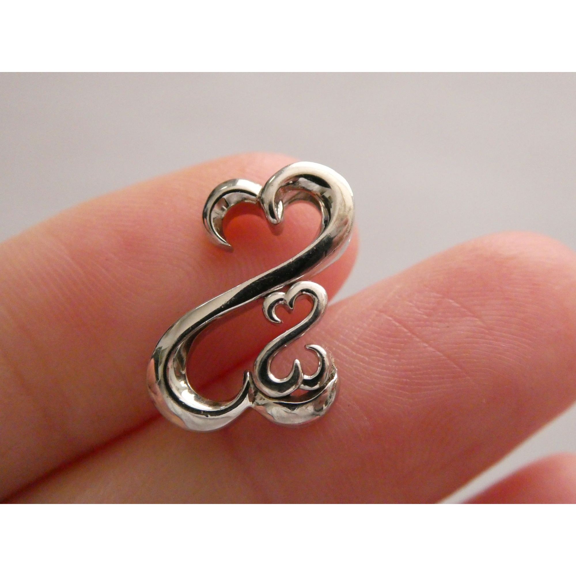 Jane Seymour JWBR Sterling Silver Double Open Hearts Slide Pendant 2.8g 16mm 925