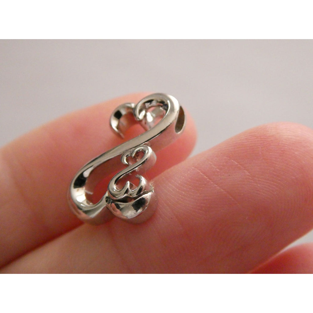 Jane Seymour JWBR Sterling Silver Double Open Hearts Slide Pendant 2.8g 16mm 925
