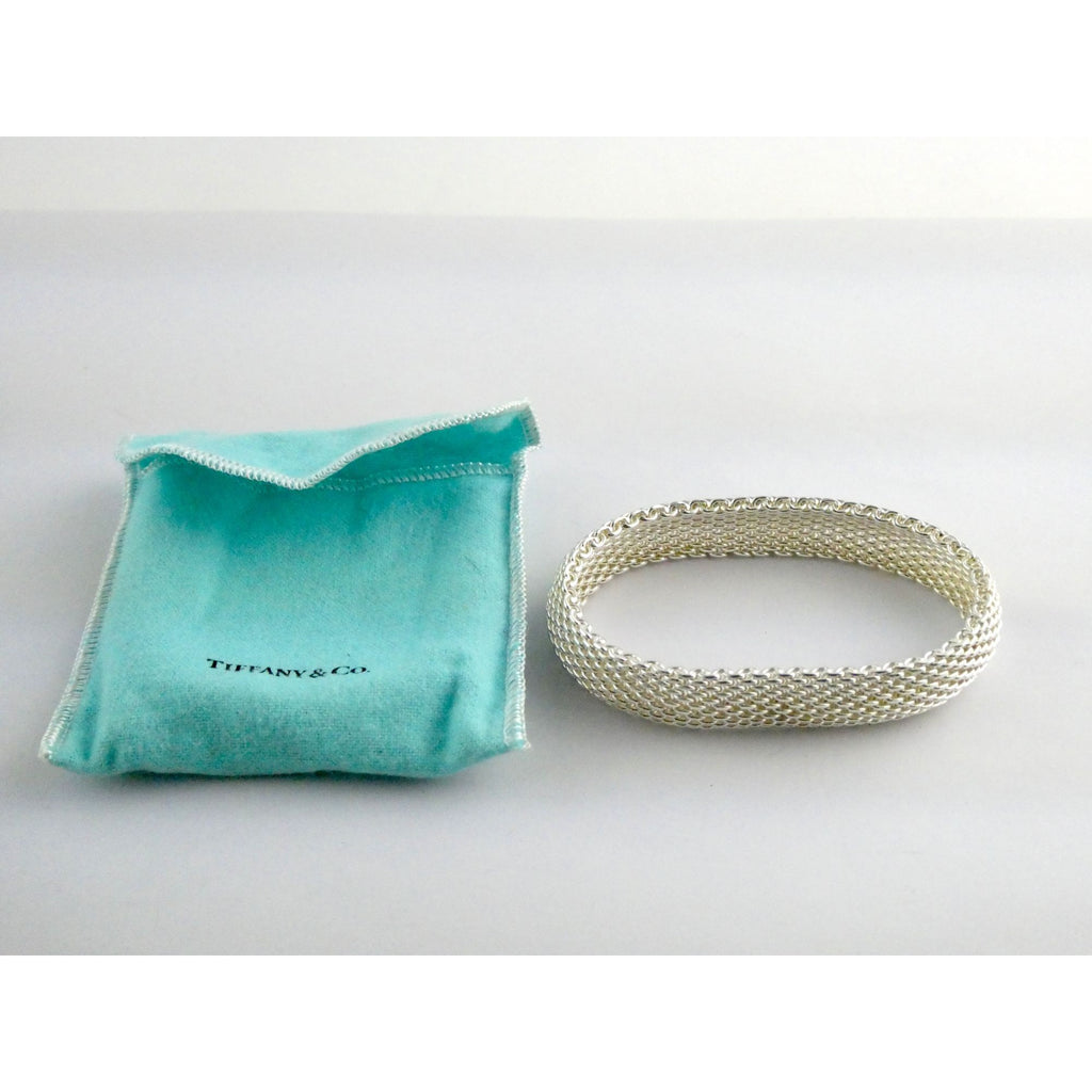 Tiffany & Co Somerset Sterling Silver Mesh Bracelet 925 7.75 Inches 54g Weight