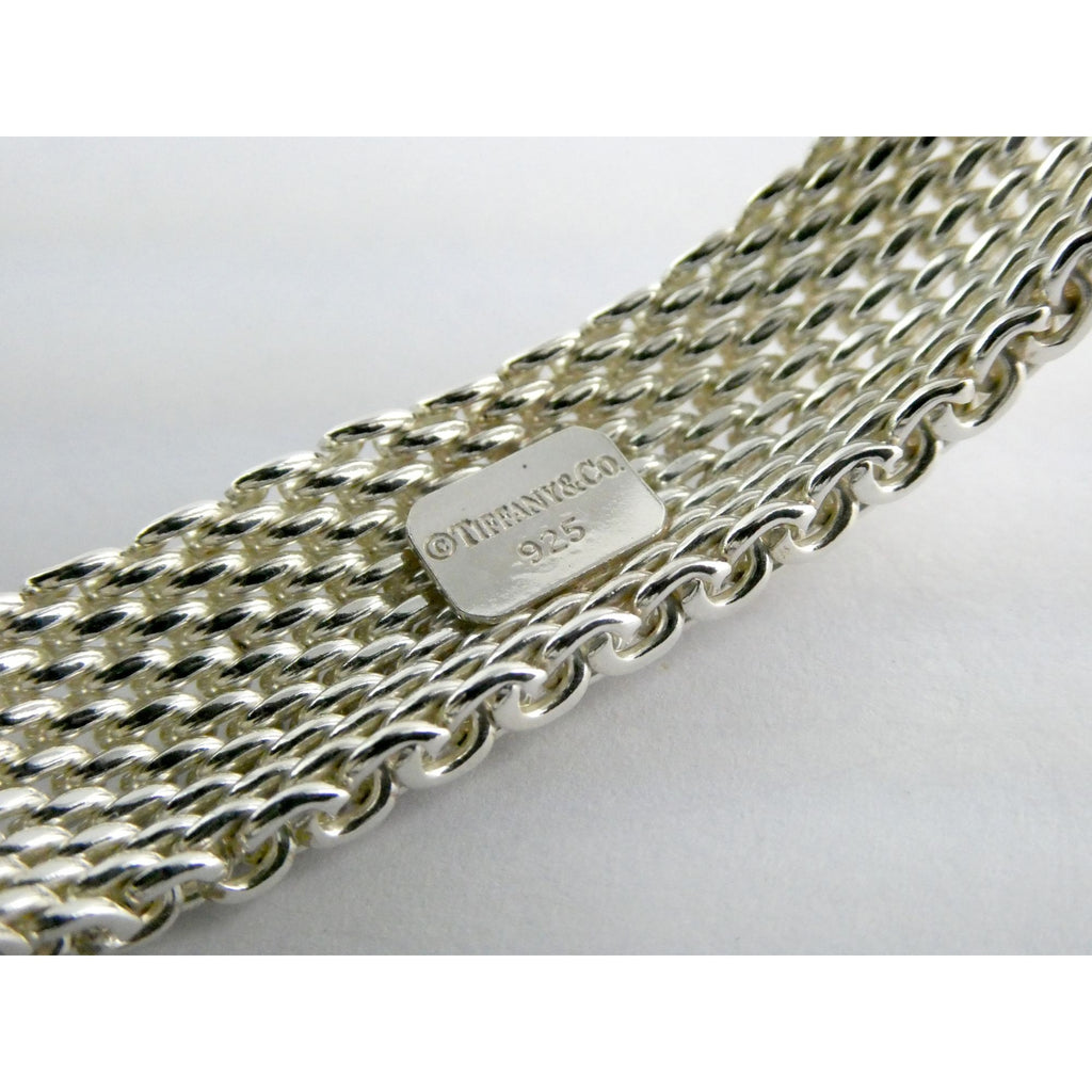 Tiffany & Co Somerset Sterling Silver Mesh Bracelet 925 7.75 Inches 54g Weight