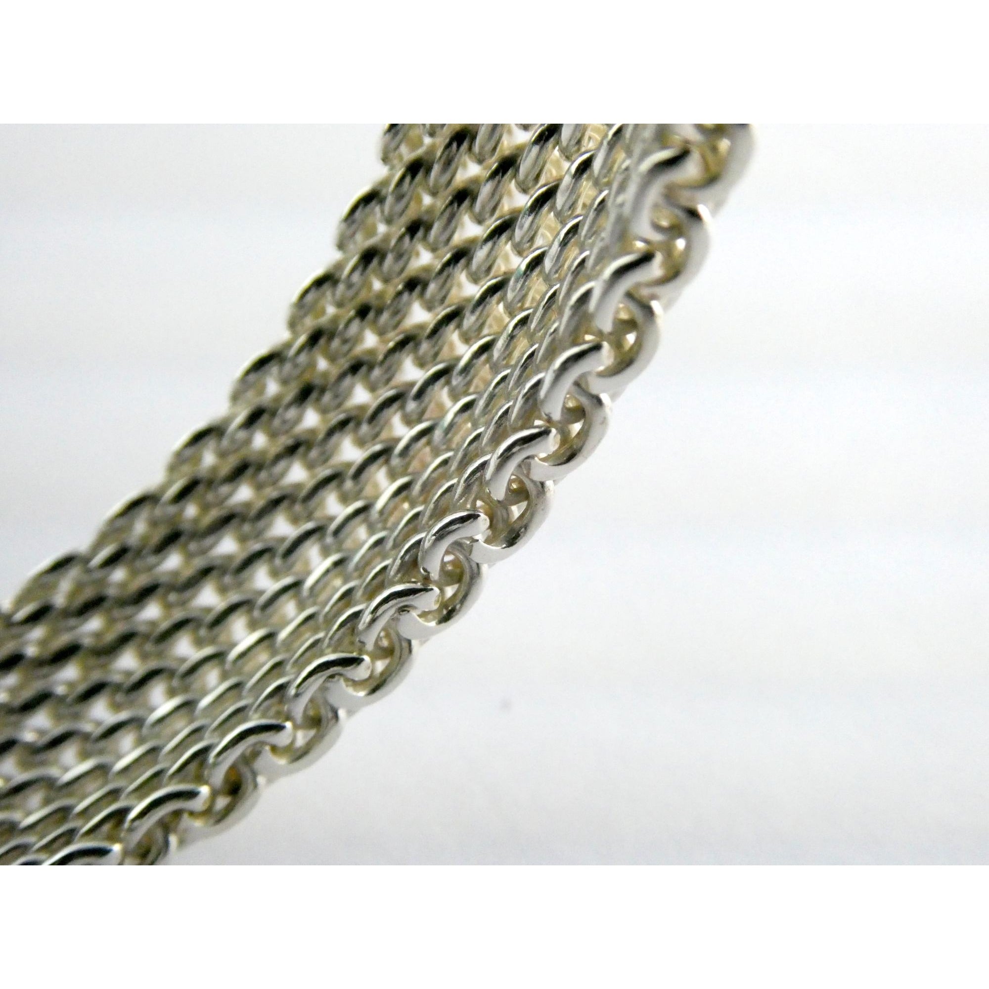 Tiffany & Co Somerset Sterling Silver Mesh Bracelet 925 7.75 Inches 54g Weight