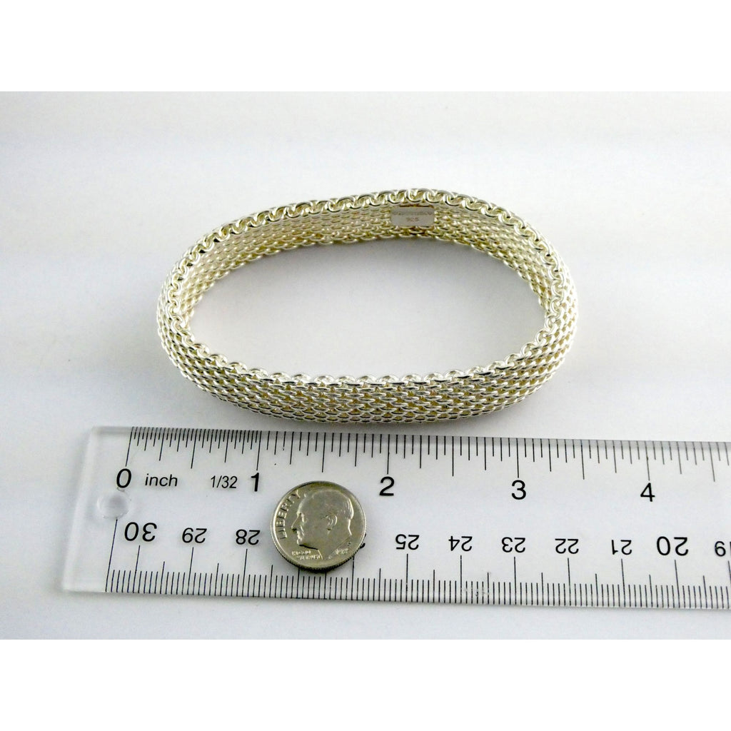 Tiffany & Co Somerset Sterling Silver Mesh Bracelet 925 7.75 Inches 54g Weight