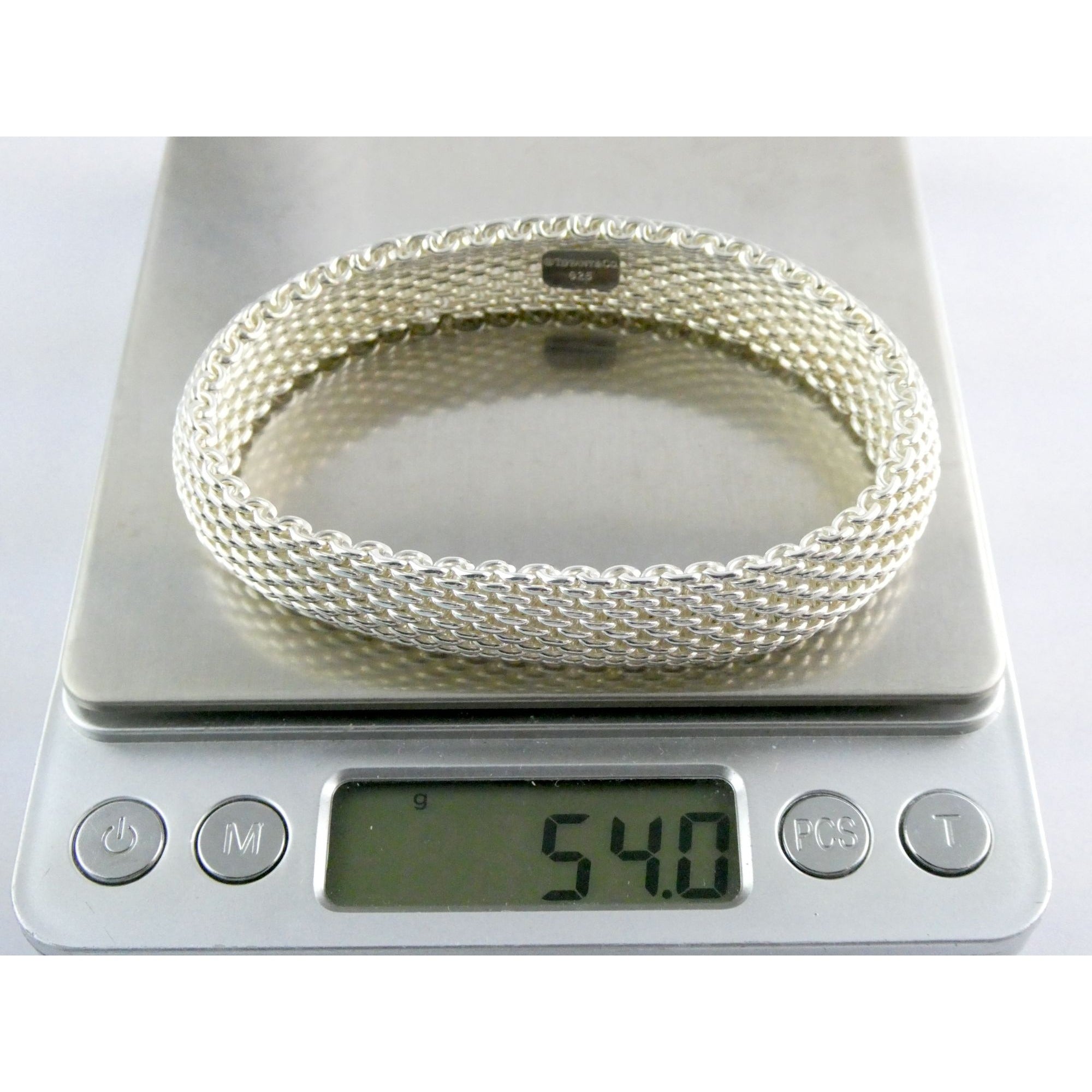Tiffany & Co Somerset Sterling Silver Mesh Bracelet 925 7.75 Inches 54g Weight