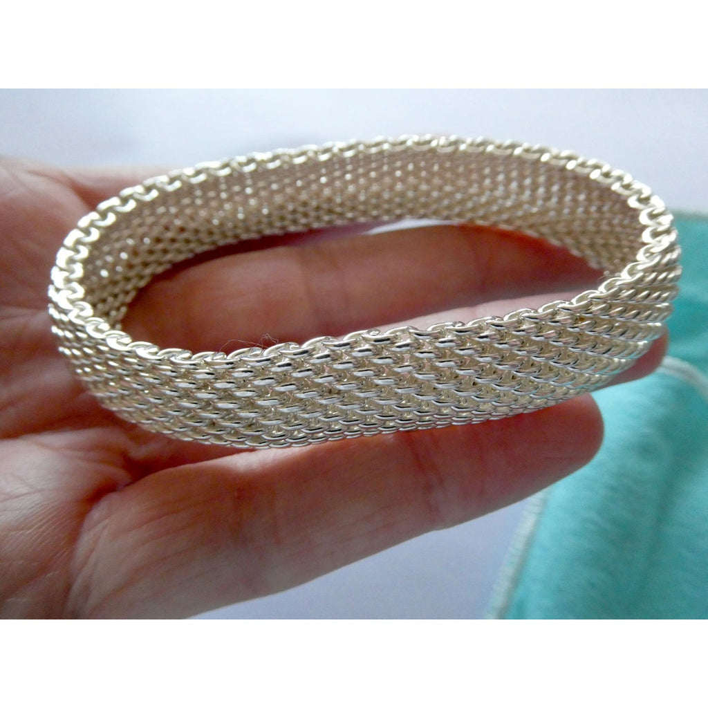 Tiffany & Co Somerset Sterling Silver Mesh Bracelet 925 7.75 Inches 54g Weight