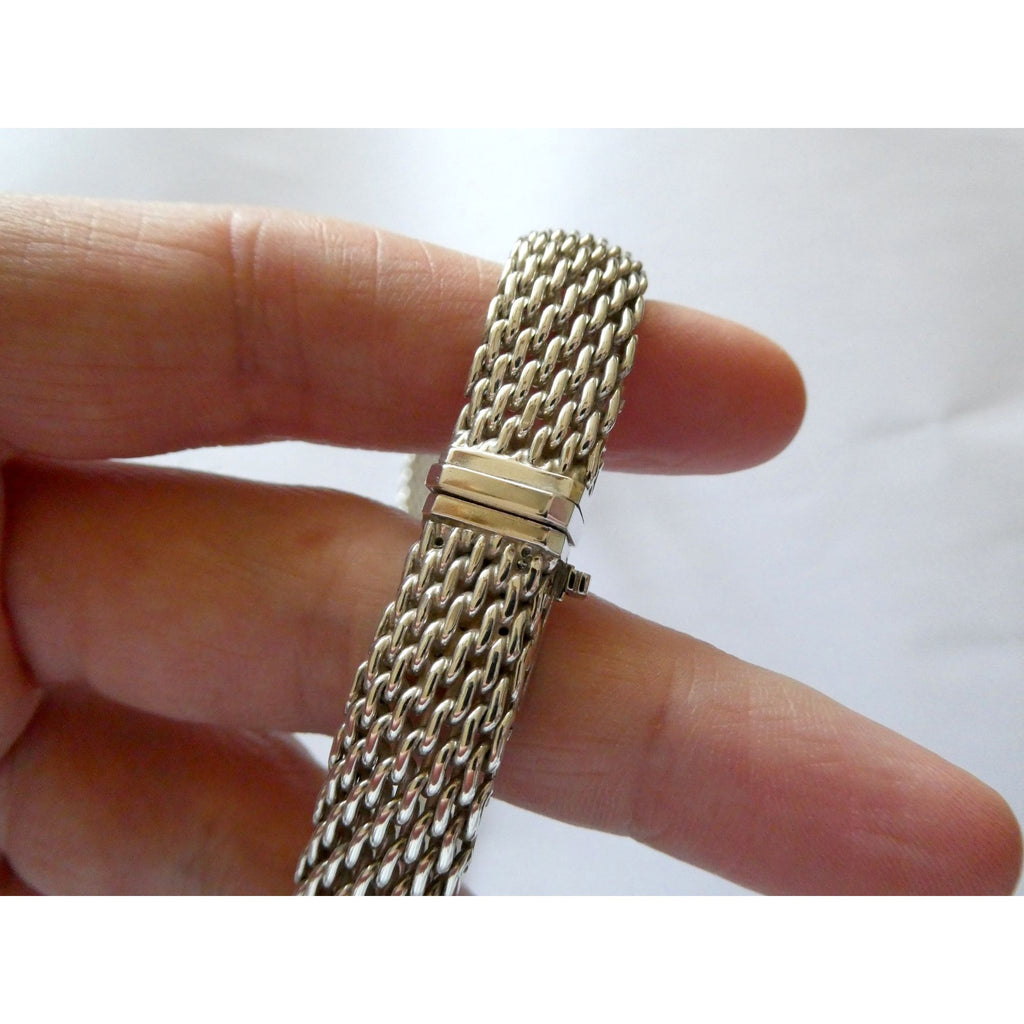 Tiffany & Co Somerset Sterling Silver Mesh Bracelet 925 7.75 Inches 54g Weight