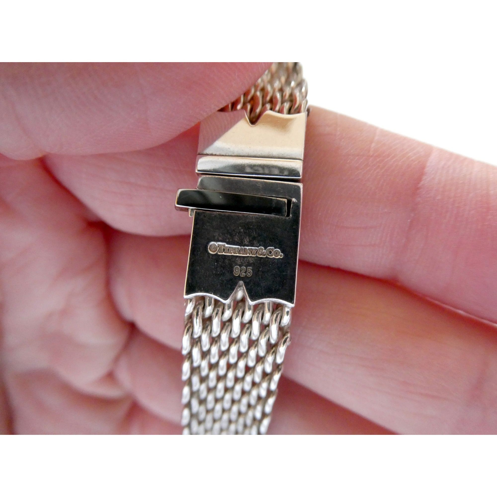 Tiffany & Co Somerset Sterling Silver Mesh Bracelet 925 7.75 Inches 54g Weight