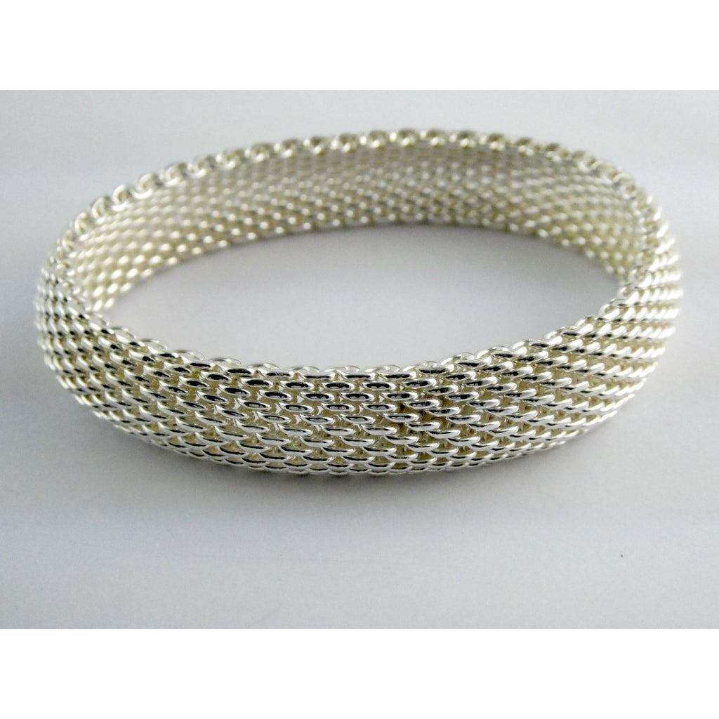 Tiffany & Co Somerset Sterling Silver Mesh Bracelet 925 7.75 Inches 54g Weight