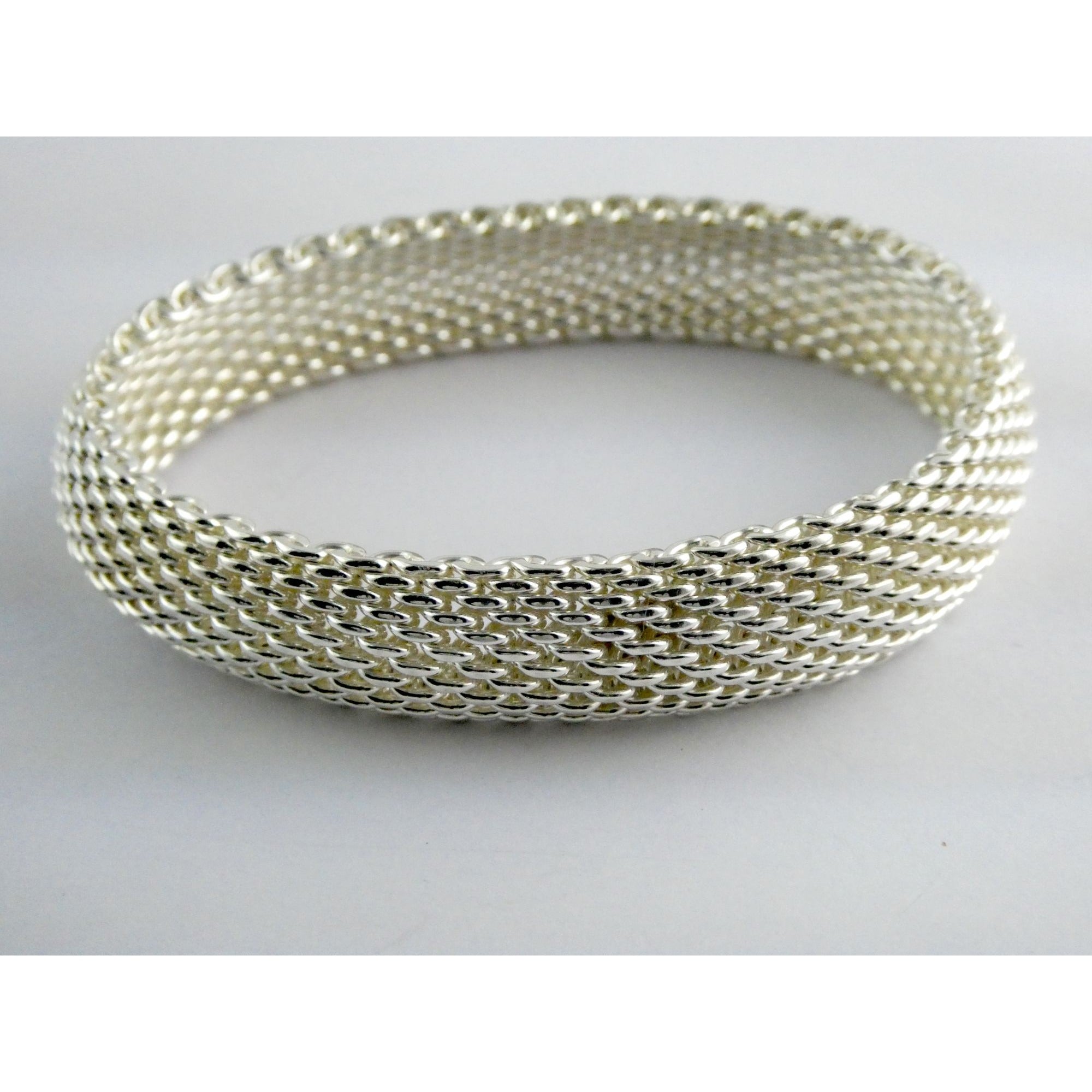 Tiffany & Co Somerset Sterling Silver Mesh Bracelet 925 7.75 Inches 54g Weight