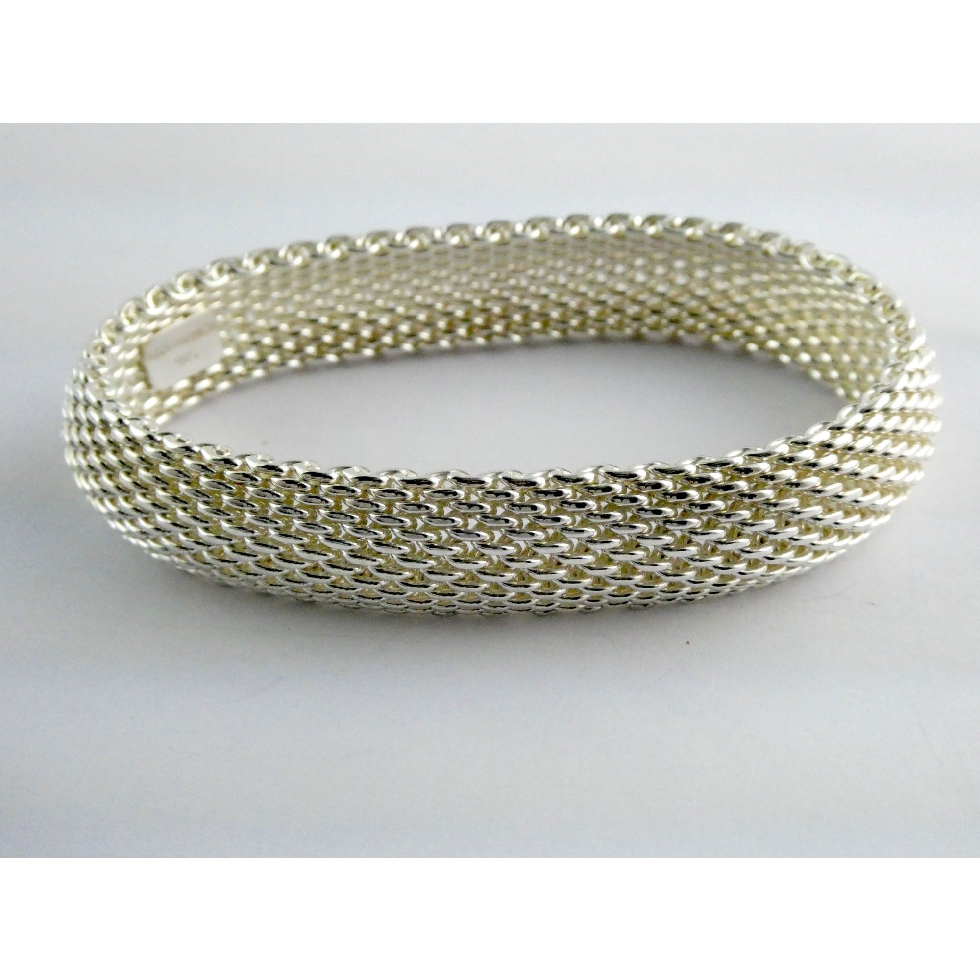 Tiffany & Co Somerset Sterling Silver Mesh Bracelet 925 7.75 Inches 54g Weight