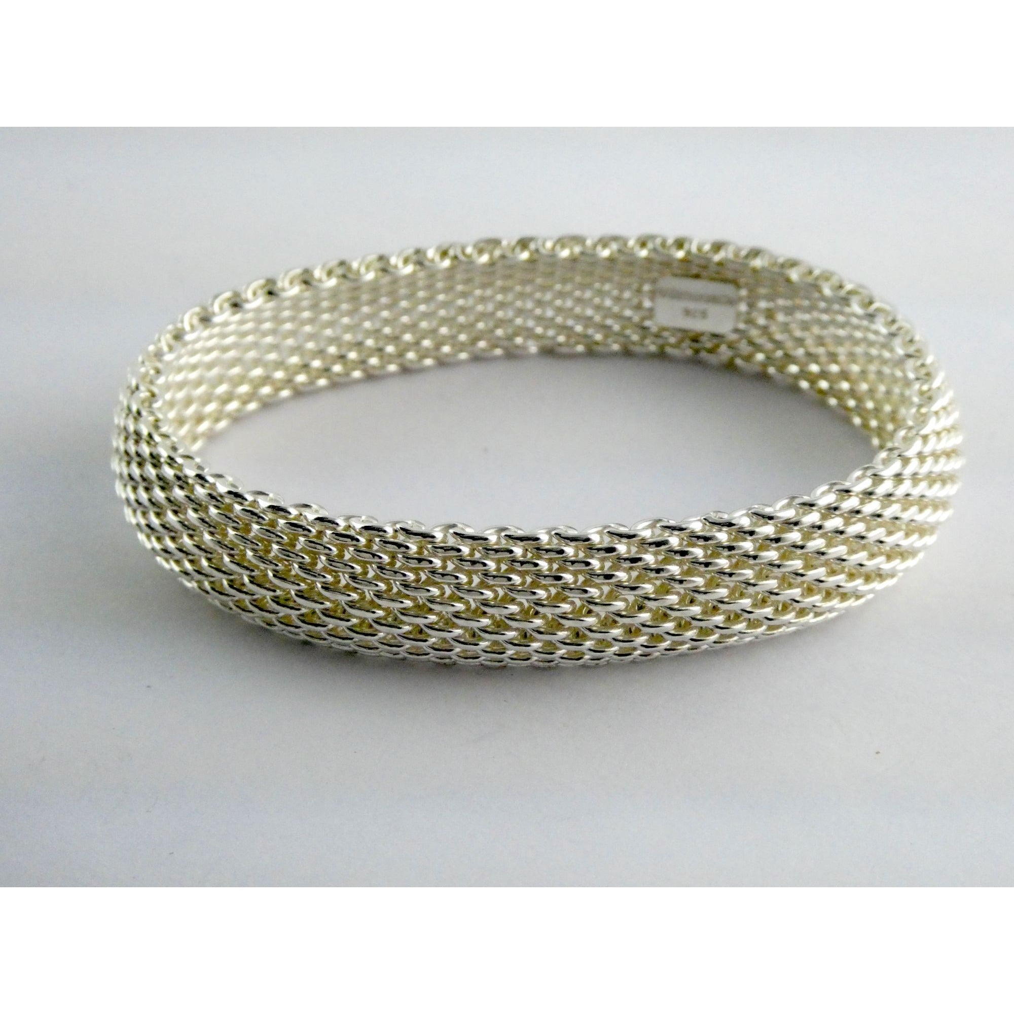 Tiffany & Co Somerset Sterling Silver Mesh Bracelet 925 7.75 Inches 54g Weight