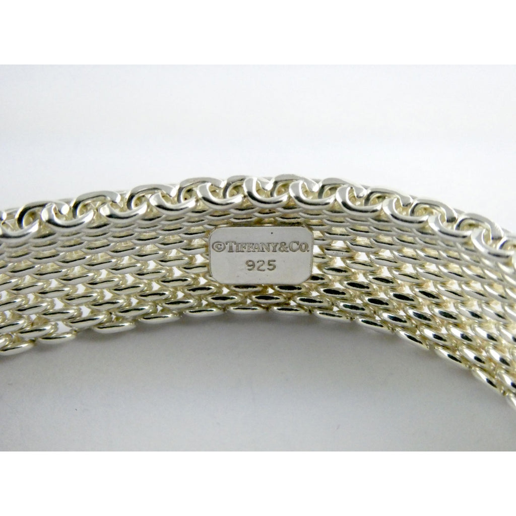 Tiffany & Co Somerset Sterling Silver Mesh Bracelet 925 7.75 Inches 54g Weight