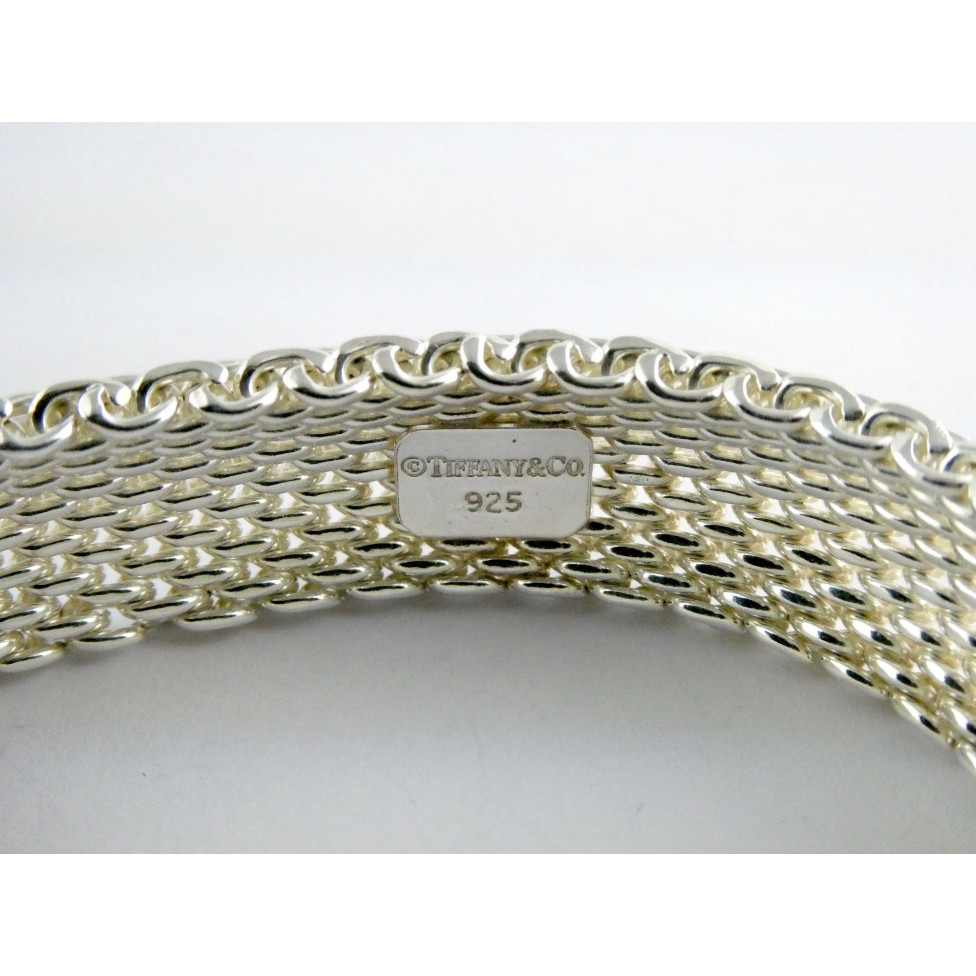 Tiffany & Co Somerset Sterling Silver Mesh Bracelet 925 7.75 Inches 54g Weight
